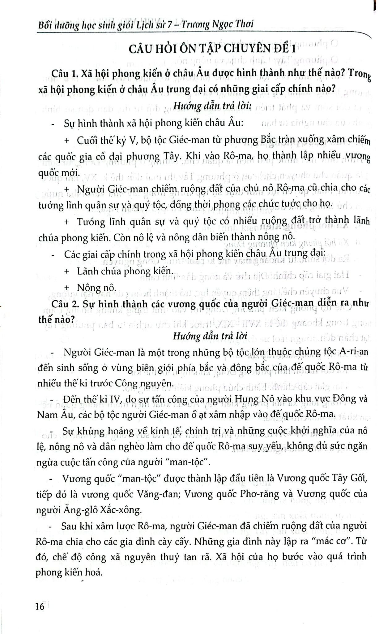 Bồi Dưỡng Học Sinh Giỏi Lịch Sử 7 - Trương Ngọc Thơi