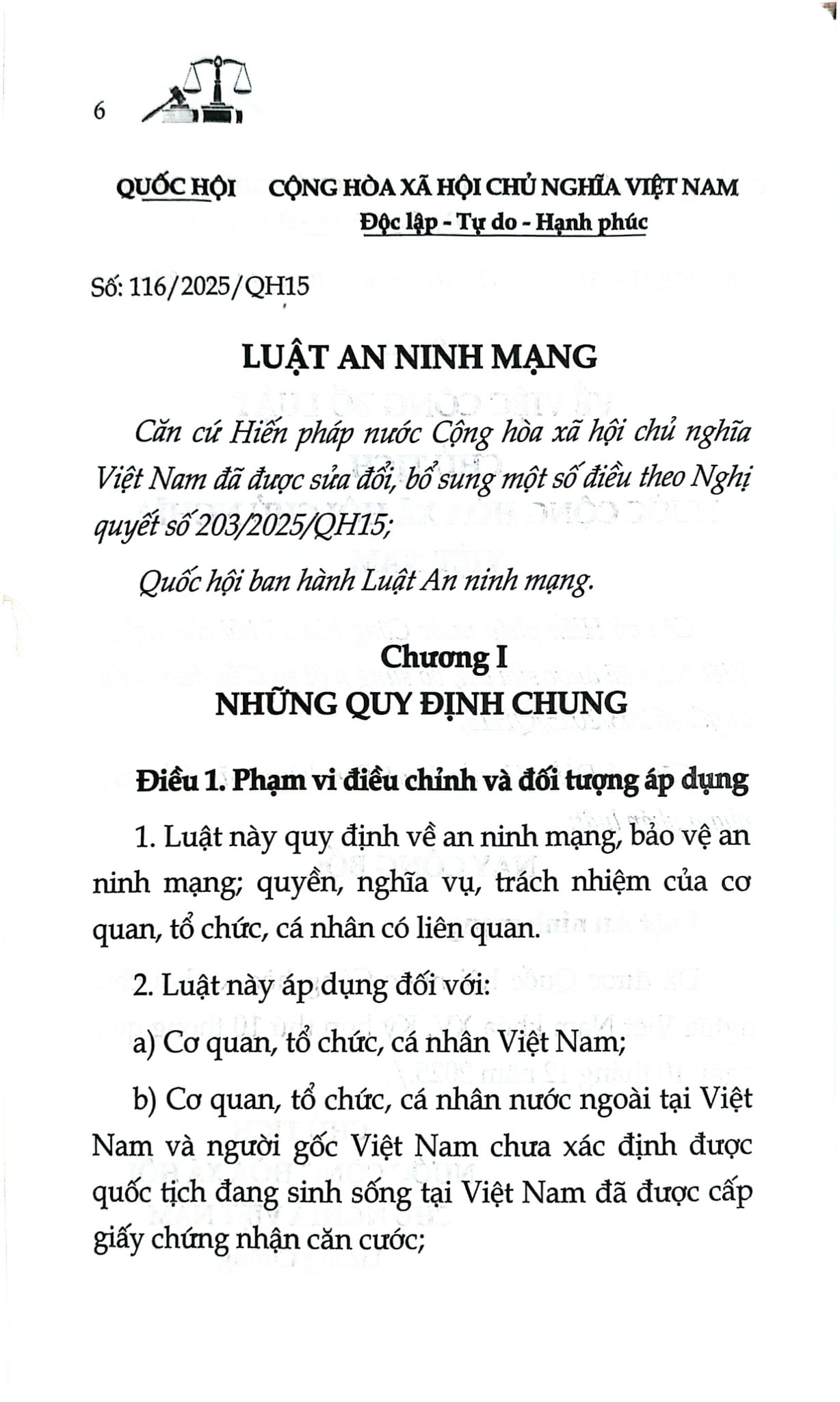 Luật An Ninh Mạng Năm 2025 (NXBLĐ) - Quốc Hội