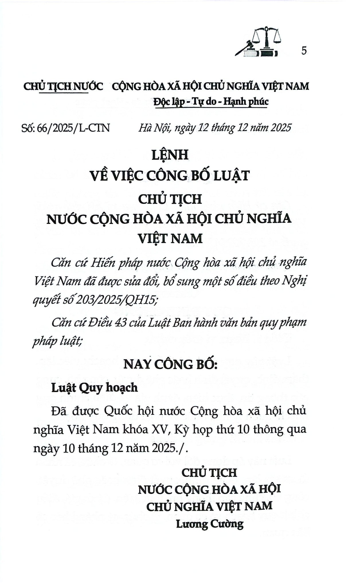 Luật Quy Hoạch Năm 2025 (NXBLĐ) - Quốc Hội