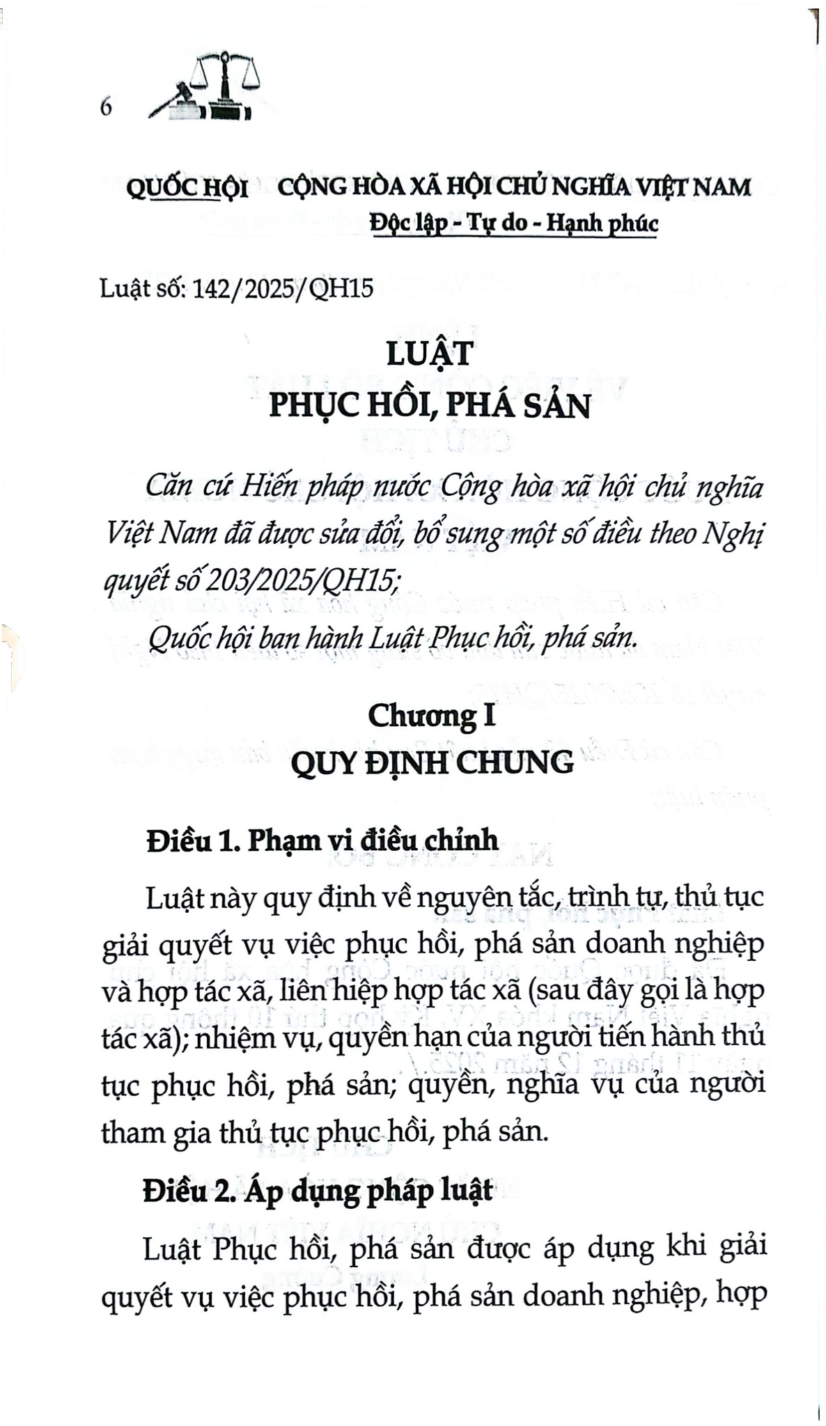 Luật Phục Hồi, Phá Sản Năm 2025 (NXBLĐ) - Quốc Hội