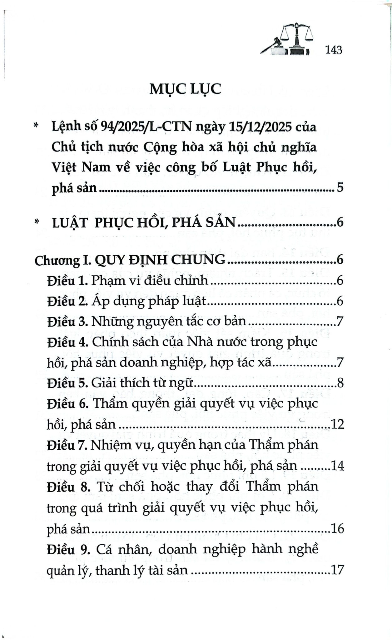 Luật Phục Hồi, Phá Sản Năm 2025 (NXBLĐ) - Quốc Hội