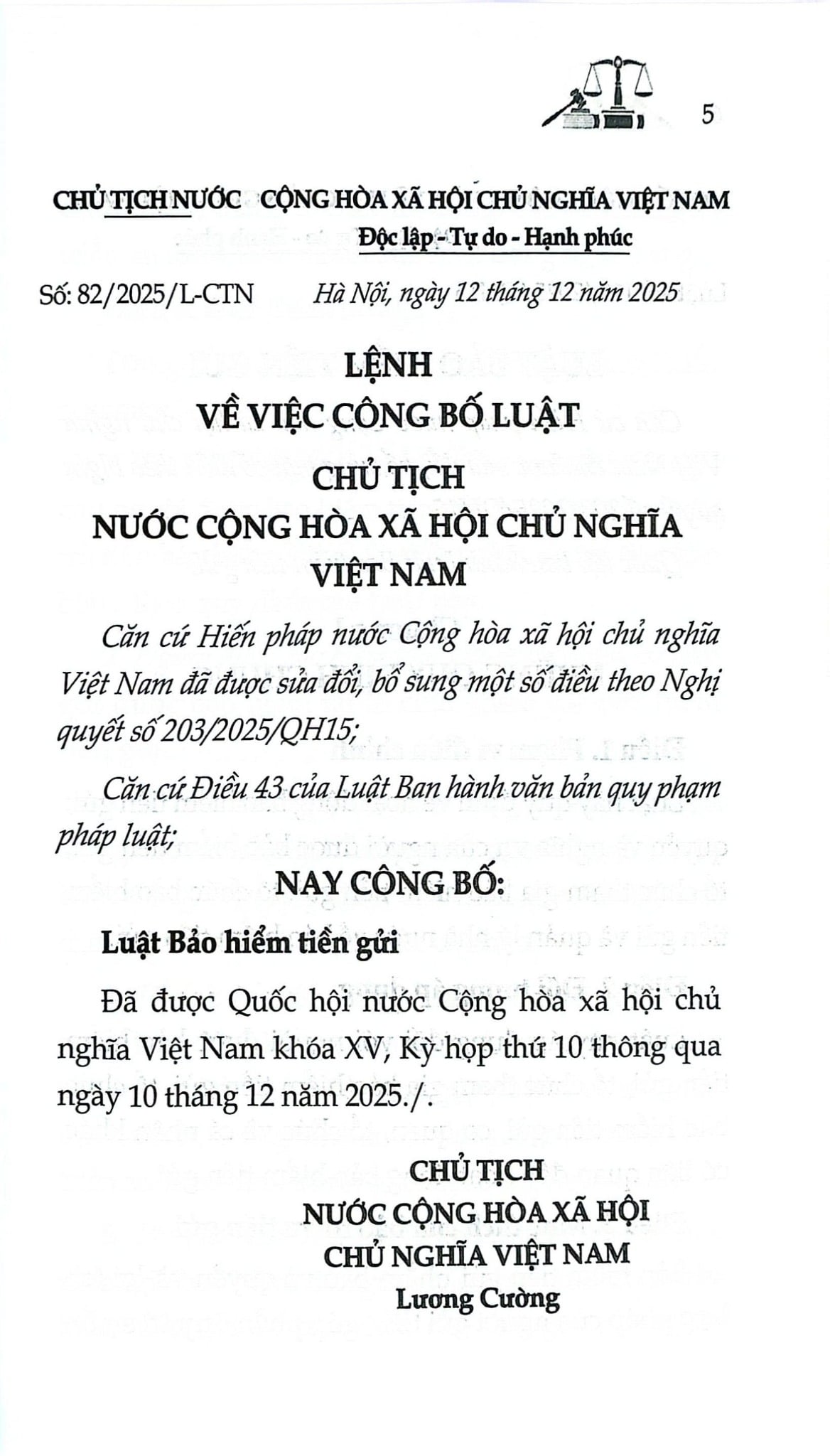 Luật Bảo Hiểm Tiền Gửi Năm 2025 (NXBLĐ) - Quốc Hội