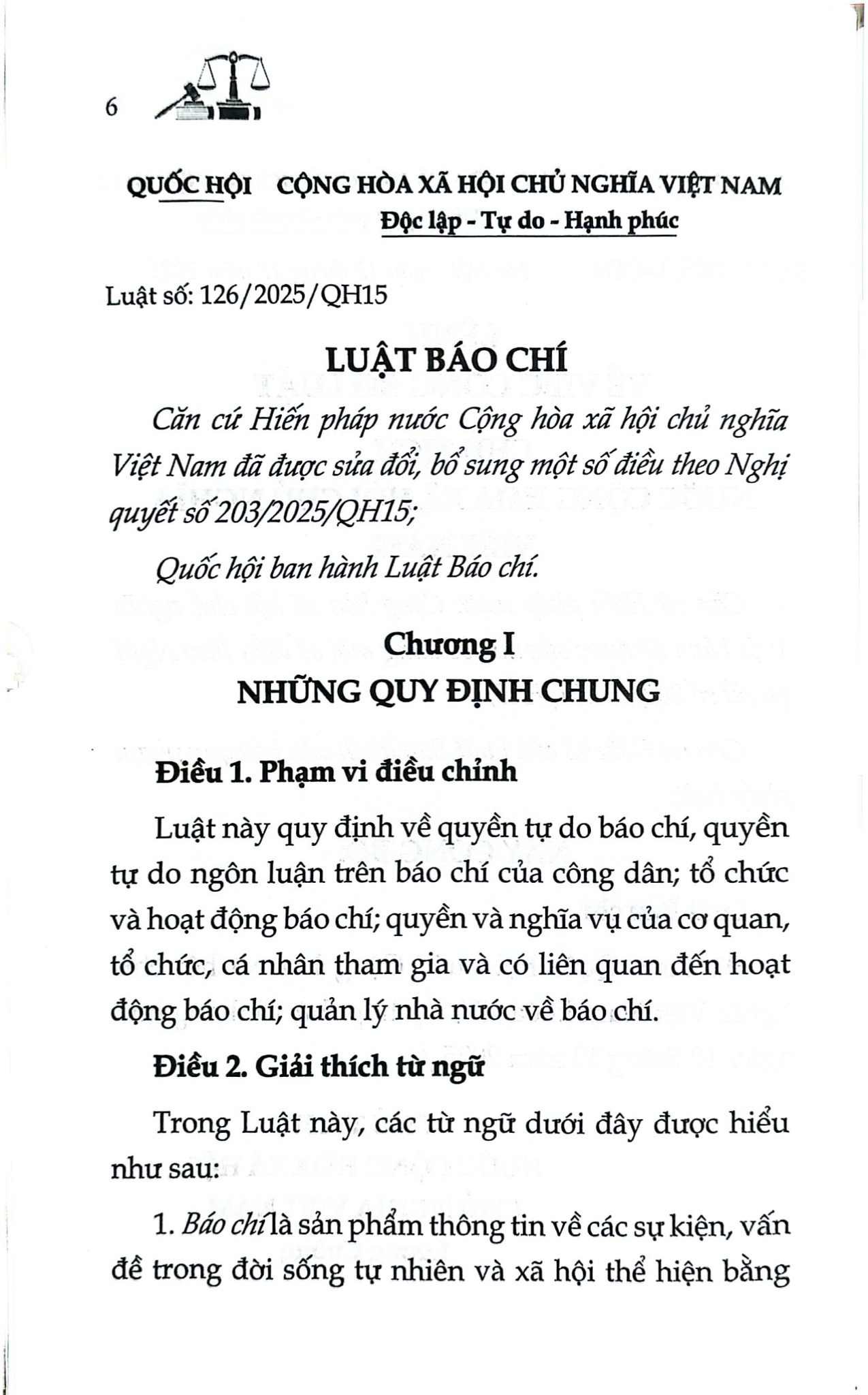 Luật Báo Chí Năm 2025 (NXBLĐ) - Quốc Hội