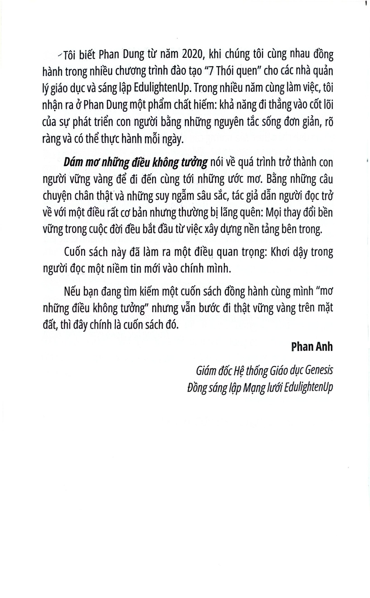 Dám Mơ Những Điều Không Tưởng - Phan Thị Hồng Dung
