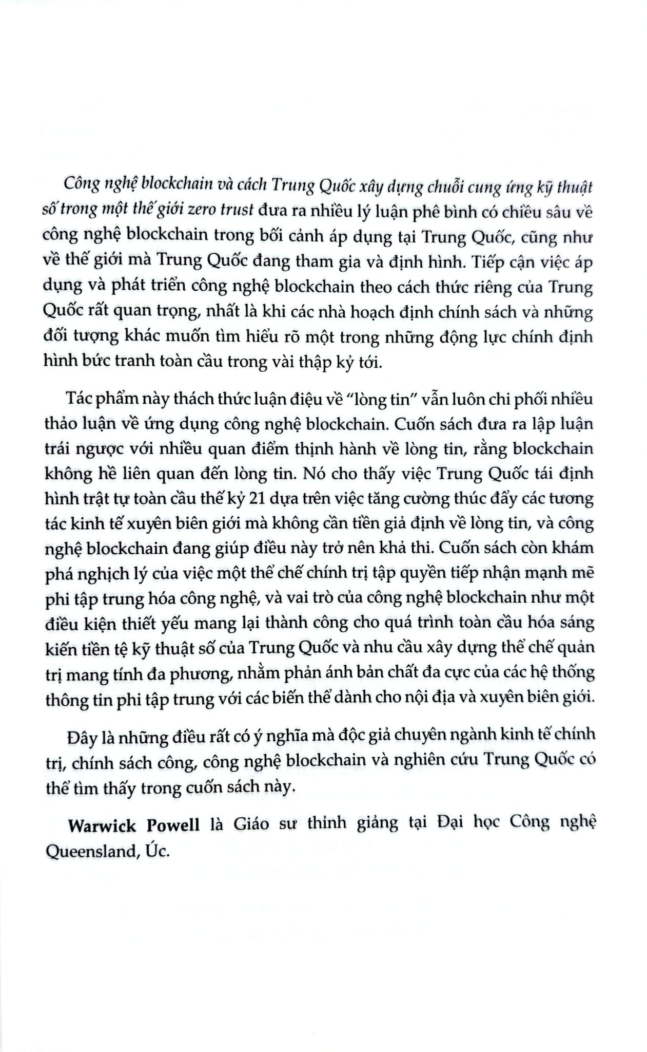 Công Nghệ Blockchain Và Cách Trung Quốc Xây Dựng Chuỗi Cung Ứng Kỹ Thuật Số Trong Một Thế Giới Zero Trust - Warwick Powell