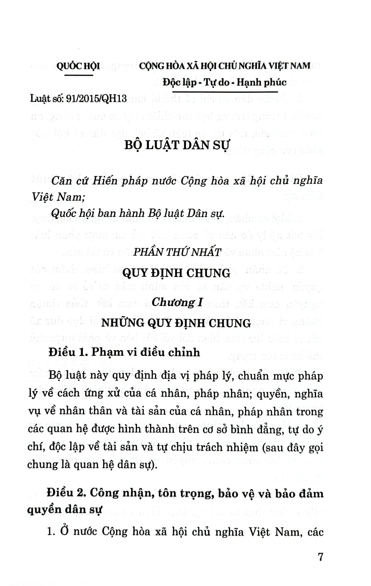 Bộ Luật Dân Sự Năm 2015 - Quốc hội