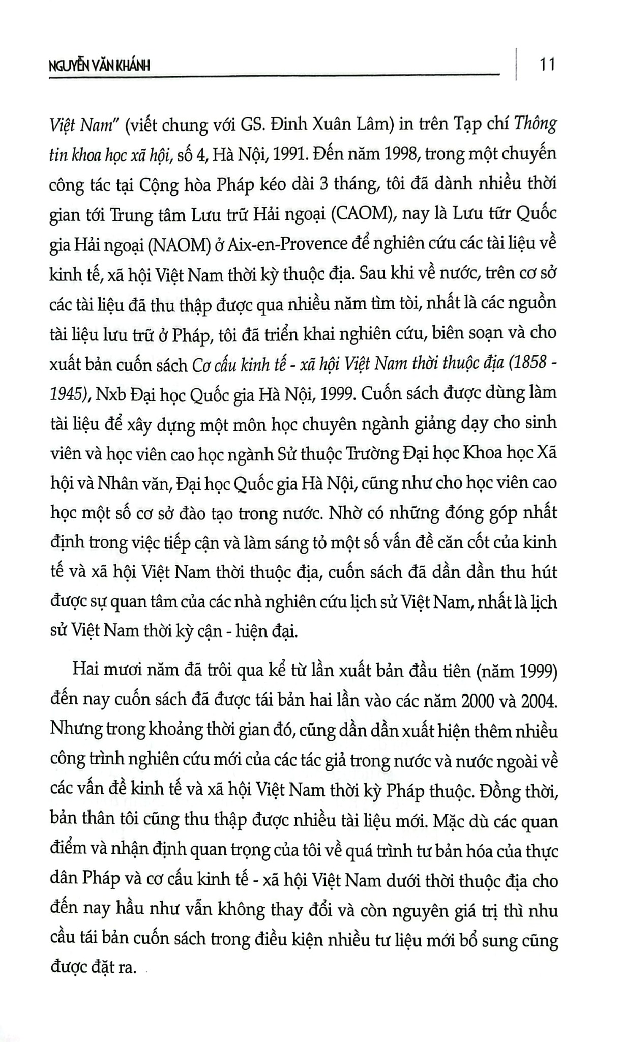 Cơ Cấu Kinh Tế Xã Hội Việt Nam Thời Thuộc Địa (1858-1945) - GS.TS. Nguyễn Văn Khánh