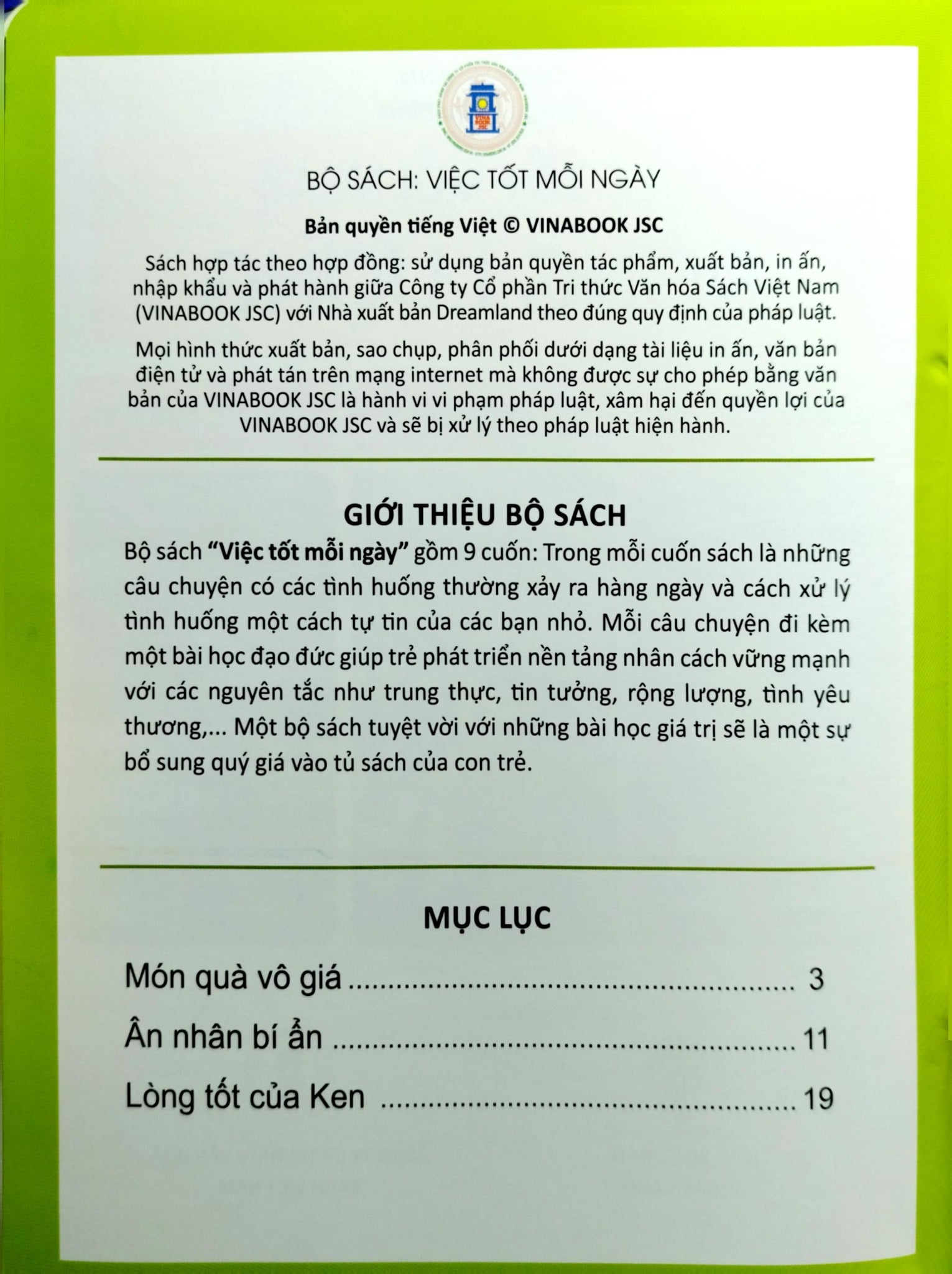 Combo 9 Cuốn Việc Tốt Mỗi Ngày ( Ân Cần + Chân Thành + Hãy Là Chính Mình + Kiên Trì + Lịch Sự + Rộng Lượng + Thận Trọng + Triu Mến + Tinh Thần Thể Thao )