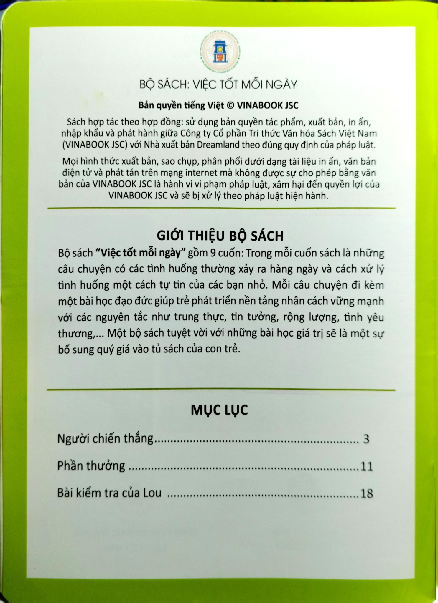 Combo 9 Cuốn Việc Tốt Mỗi Ngày ( Ân Cần + Chân Thành + Hãy Là Chính Mình + Kiên Trì + Lịch Sự + Rộng Lượng + Thận Trọng + Triu Mến + Tinh Thần Thể Thao )