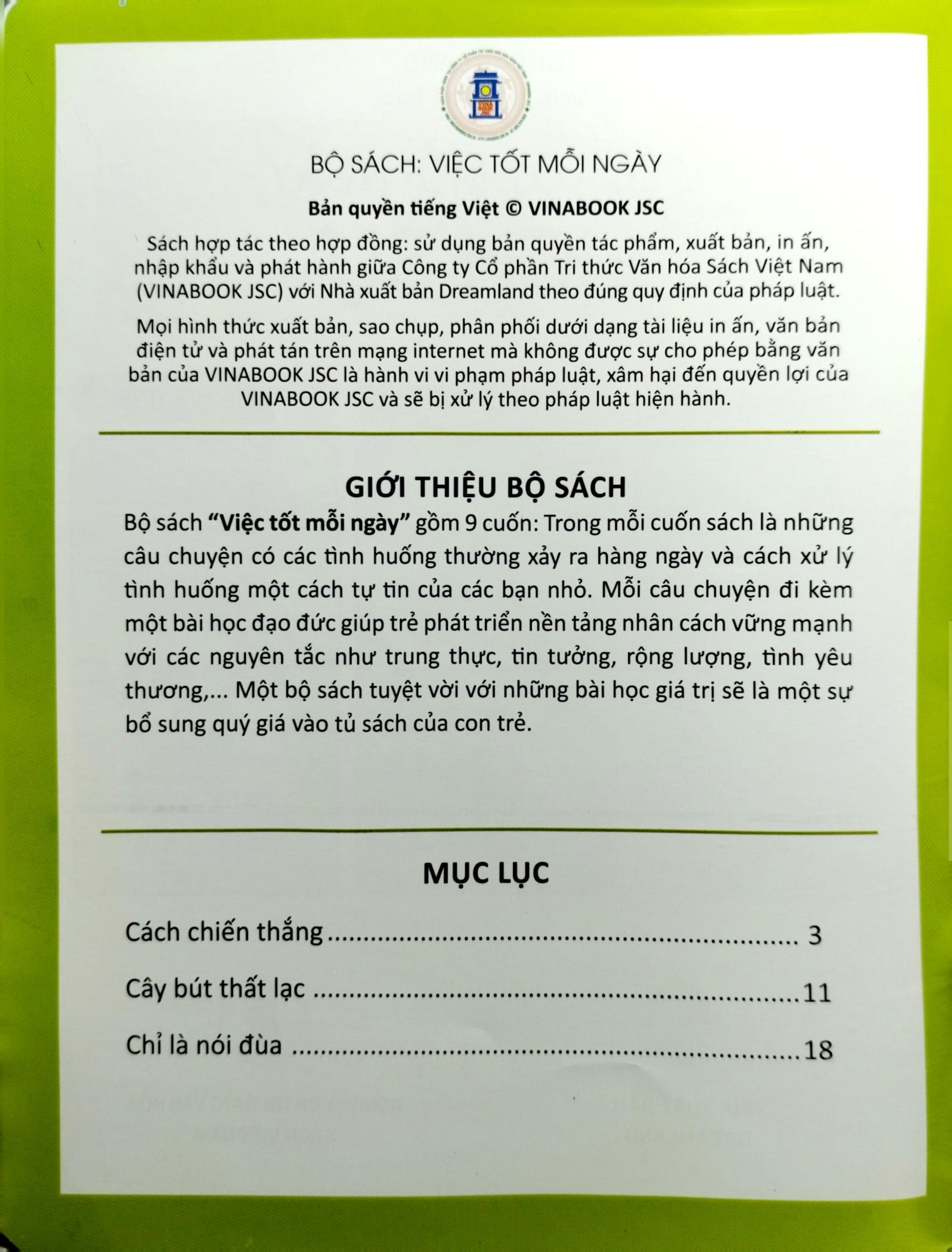 Combo 9 Cuốn Việc Tốt Mỗi Ngày ( Ân Cần + Chân Thành + Hãy Là Chính Mình + Kiên Trì + Lịch Sự + Rộng Lượng + Thận Trọng + Triu Mến + Tinh Thần Thể Thao )