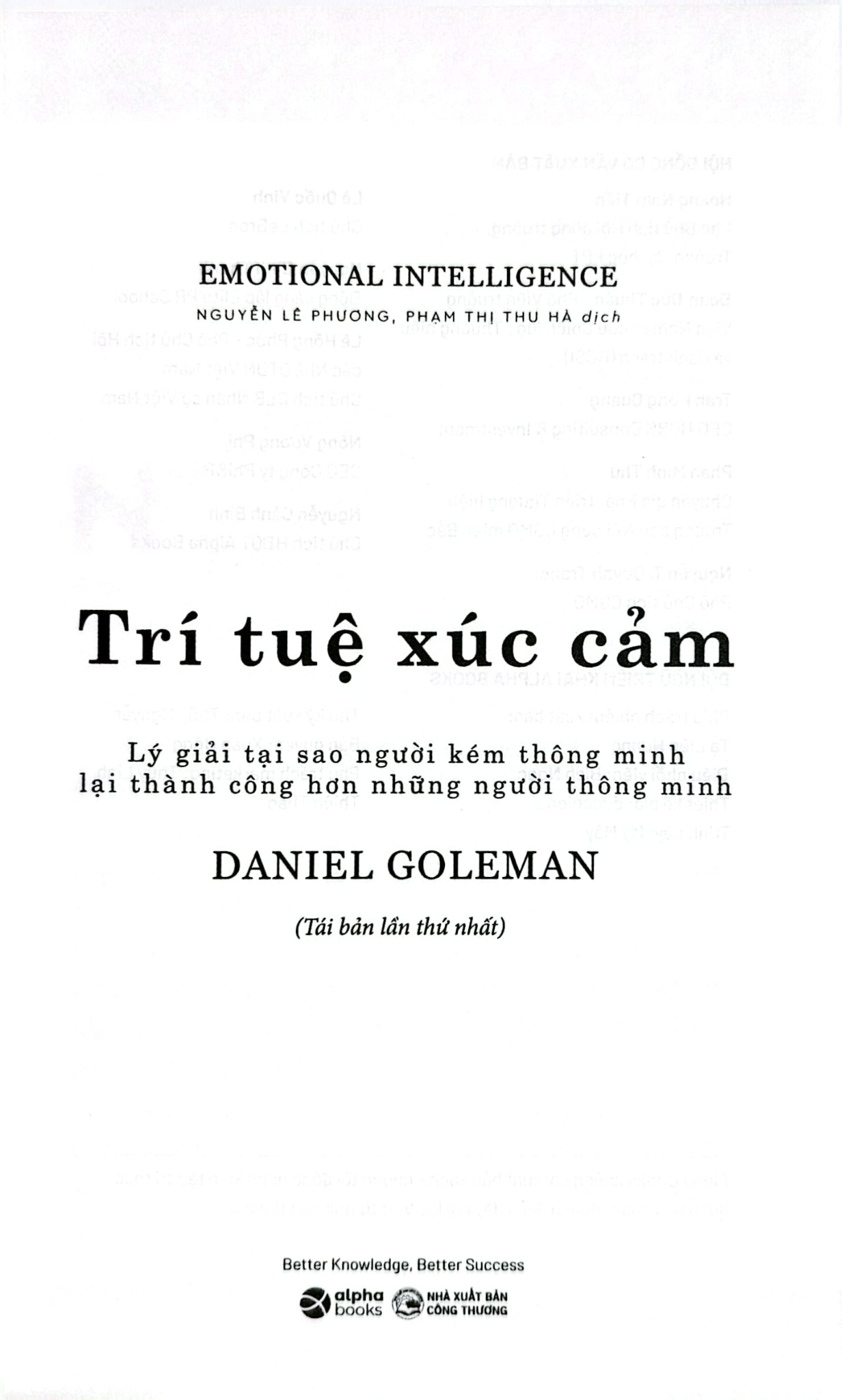 Trí Tuệ Xúc Cảm - Emotional Intelligence - Khổ Nhỏ -  
Daniel Goleman