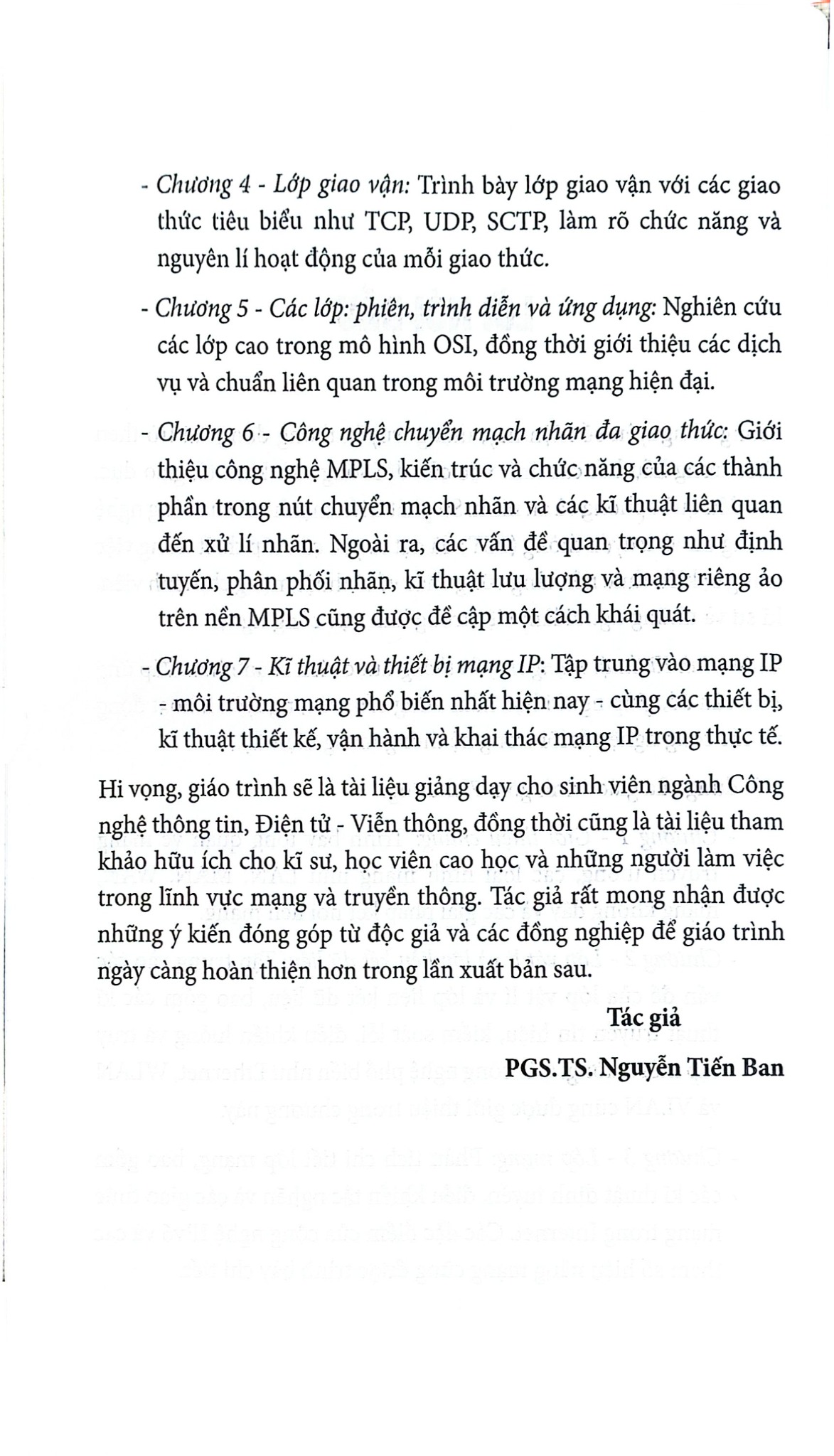 Giáo Trình Kĩ Thuật Mạng Truyền Thông - PGS.TS. Nguyễn Tiến Ban