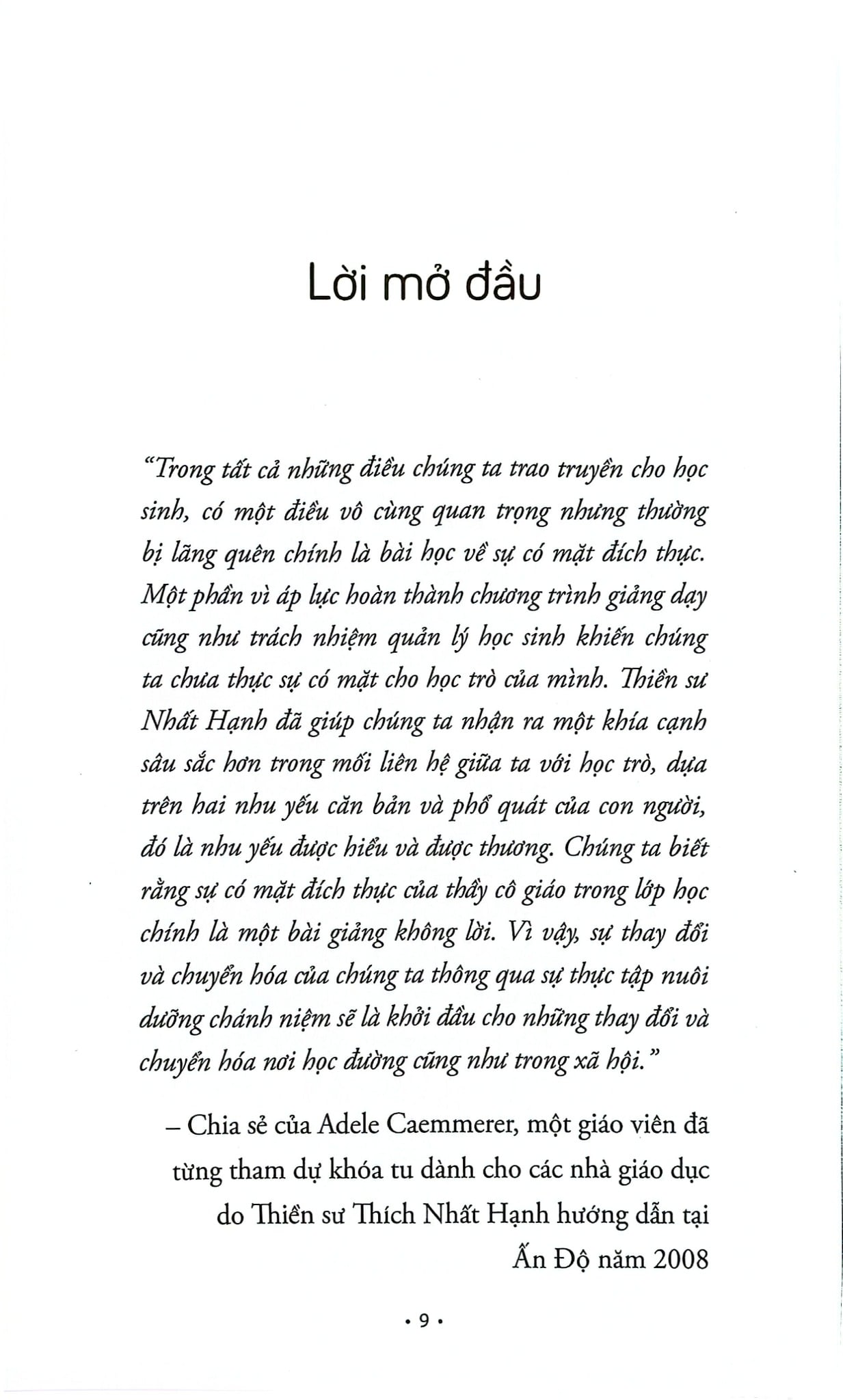 Chế Tác Bình An Và Hạnh Phúc Trong Giáo Dục - Thích Nhất Hạnh