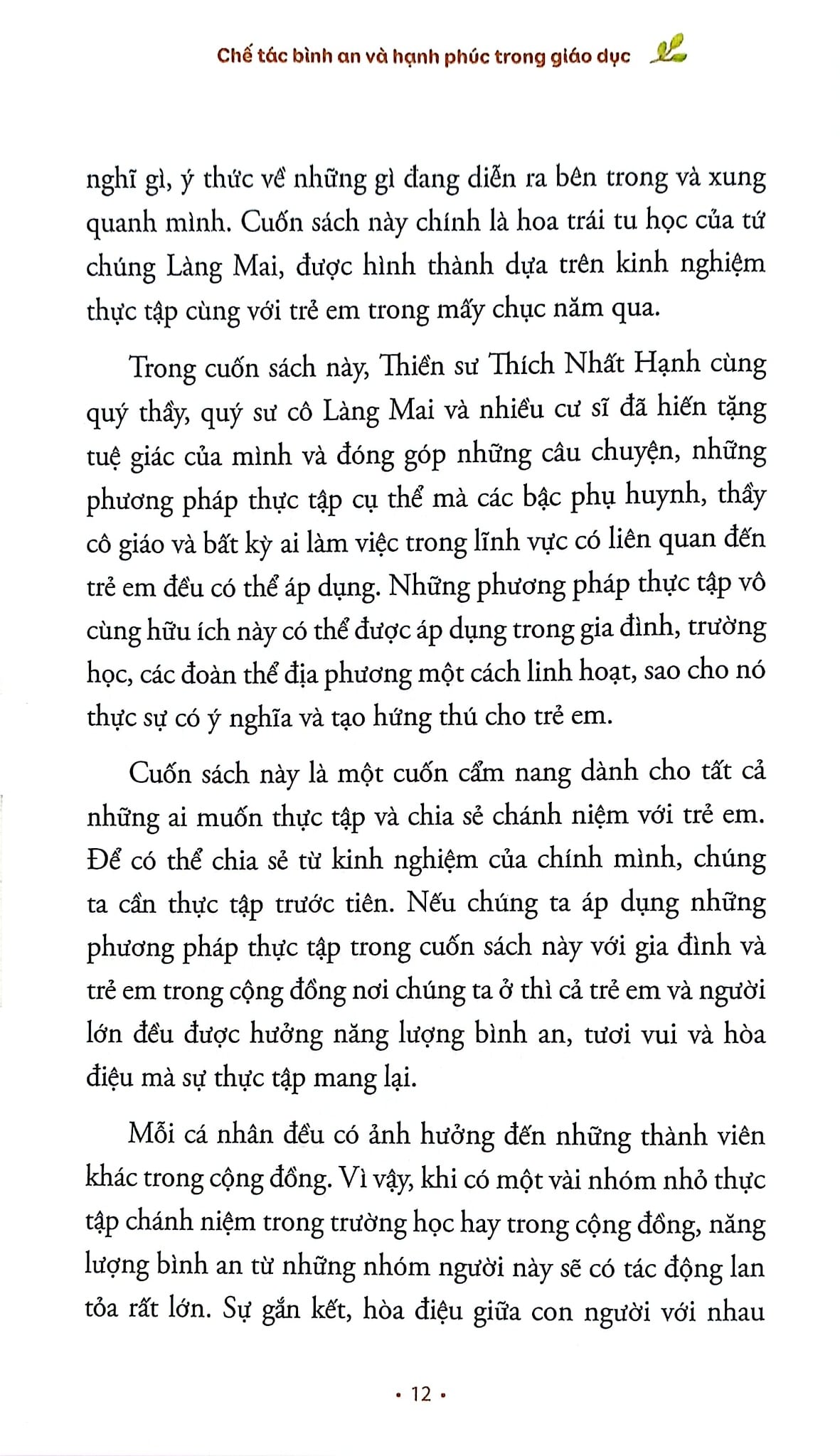Chế Tác Bình An Và Hạnh Phúc Trong Giáo Dục - Thích Nhất Hạnh