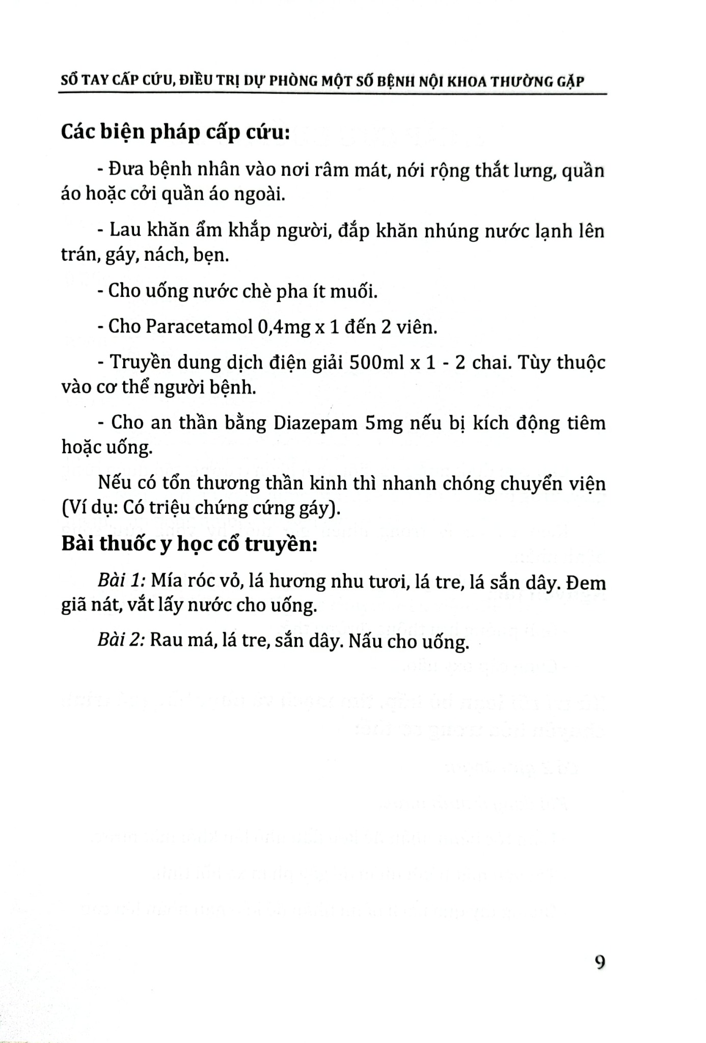 Sổ Tay Cấp Cứu, Điều Trị Dự Phòng Một Số Bệnh Nội Khoa Thường Gặp - ĐH Y Hà Nội