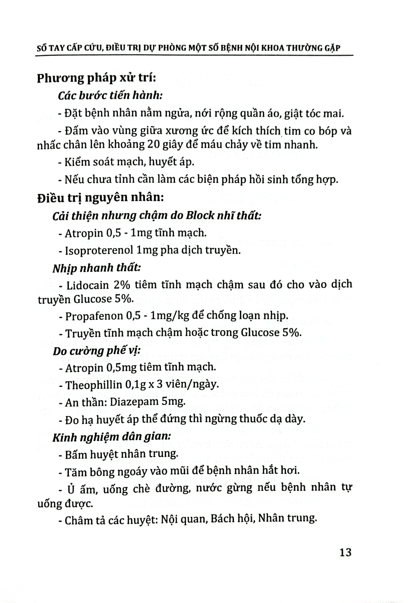 Sổ Tay Cấp Cứu, Điều Trị Dự Phòng Một Số Bệnh Nội Khoa Thường Gặp - ĐH Y Hà Nội
