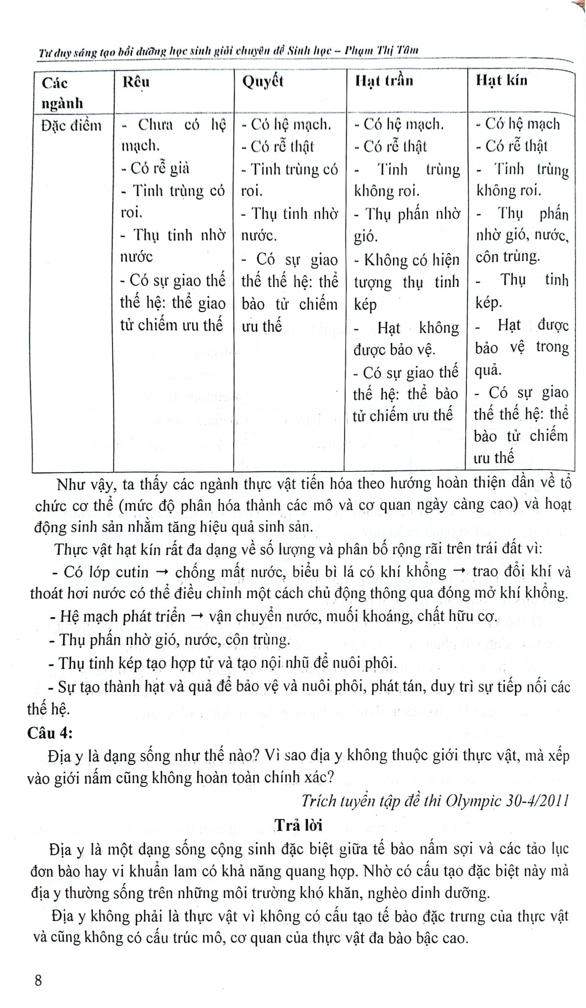 Tư Duy Sáng Tạo Bồi Dưỡng Học Sinh Giỏi Trung Học Phổ Thông Chuyên Đề Sinh Học - Tập 1 - Phạm Thị Tâm