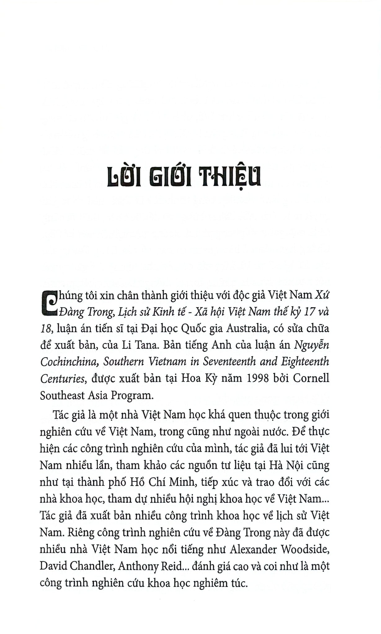 Xứ Đàng Trong - Lịch Sử Kinh Tế - Xã Hội Việt Nam Thế Kỷ 17 Và 18 - Li Tana