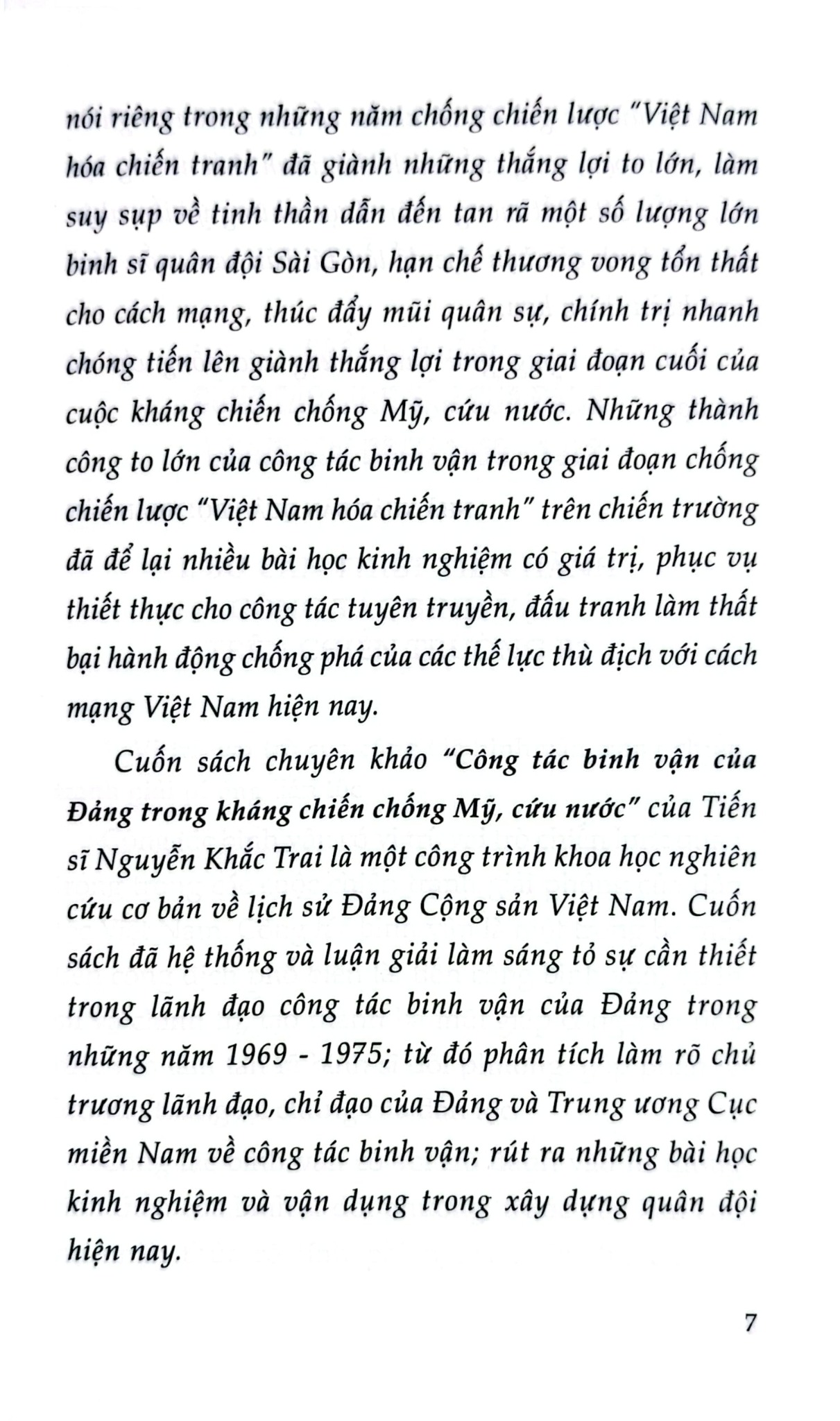 Công Tác Binh Vận Của Đảng Trong Kháng Chiến Chống Mỹ, Cứu Nước (Sách Chuyên Khảo) - TS. Nguyễn Khắc Trai