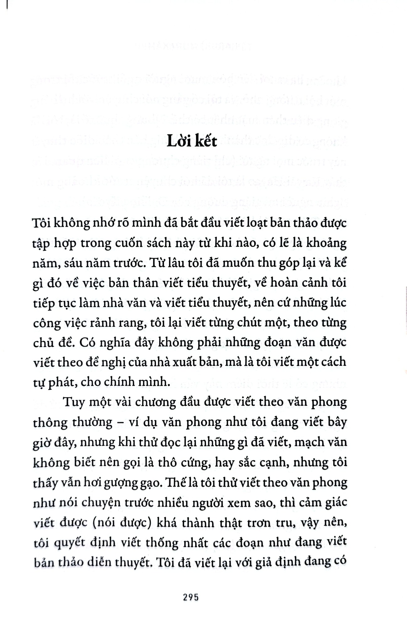 Nghề Viết Tiểu Thuyết - 
Haruki Murakami