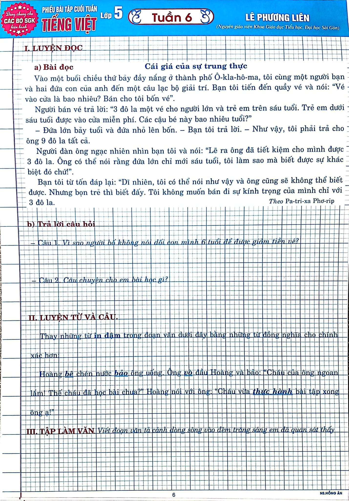 Phiếu Bài Tập Cuối Tuần Tiếng Việt 5 (Dùng Chung Cho Các Bộ Sgk Hiện Hành) - Lê Phương Liên