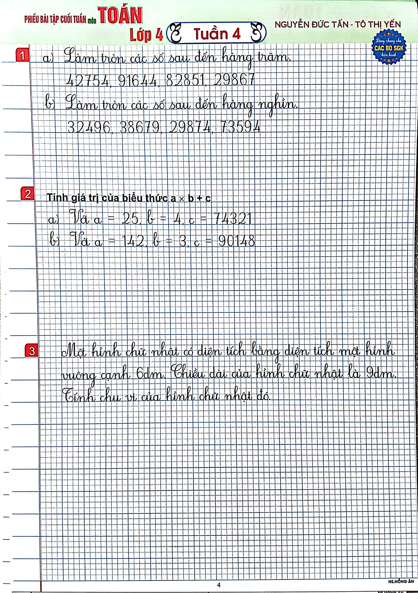 Phiếu Bài Tập Cuối Tuần Môn Toán Lớp 4 (Dùng Chung Cho Các Bộ Sgk Hiện Hành) - Nguyễn Đức Tấn