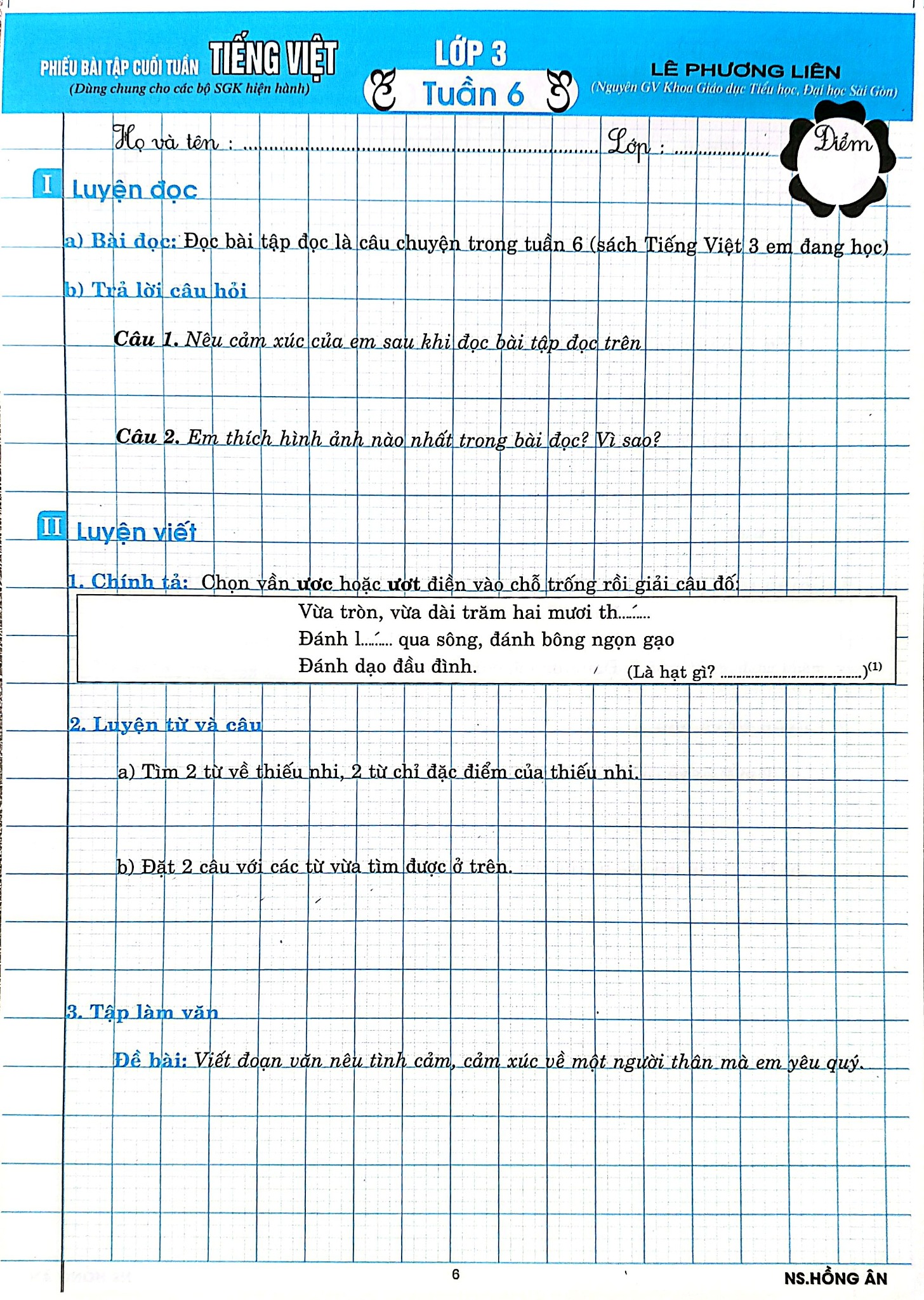 Phiếu Bài Tập Cuối Tuấn Môn Tiếng Việt Lớp 3 (Biên Soạn Theo Chương Trình Gdpt Mới) - Lê Phương Liên