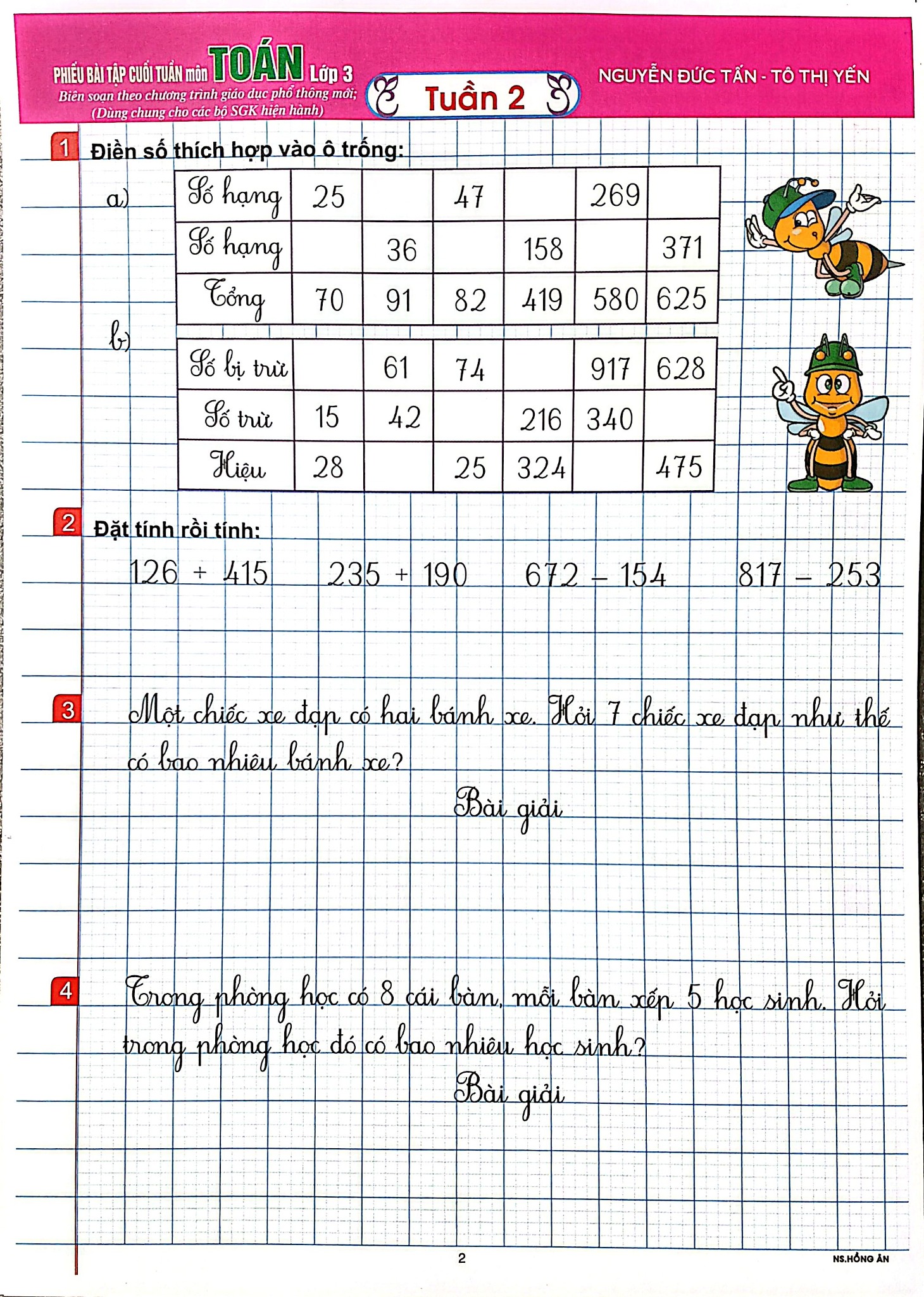 Phiếu Bài Tập Cuối Tuần Môn Toán Lớp 3 (Biên Soạn Theo Chương Trình Gdpt Mới) - Tô Thị Yến, 
Nguyễn Đức Tấn