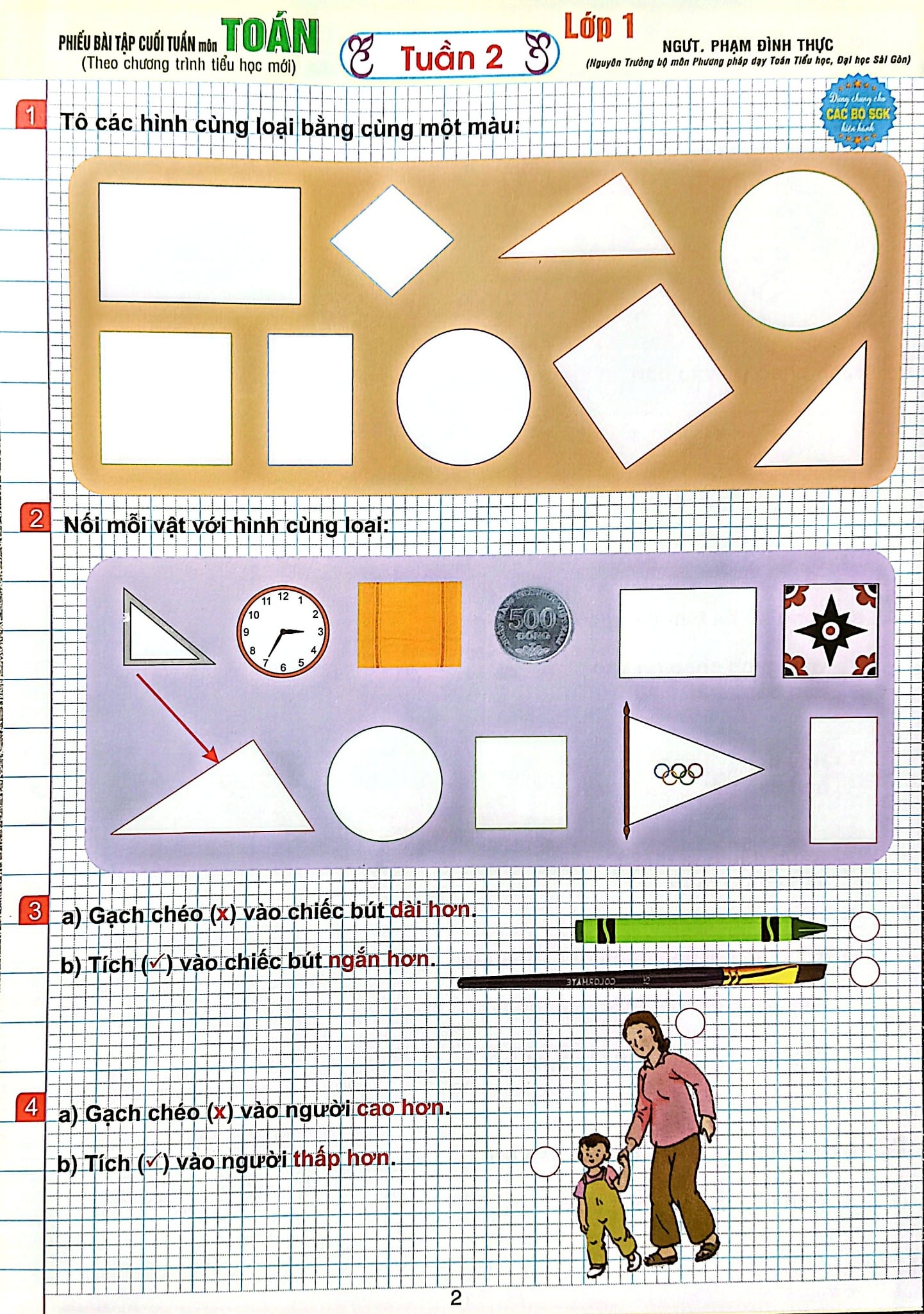 Phiếu Bài Tập Cuối Tuần Môn Toán Lớp 1 (Dùng Chung Cho Các Bộ Sgk Hiện Hành) - Phạm Đình Thực