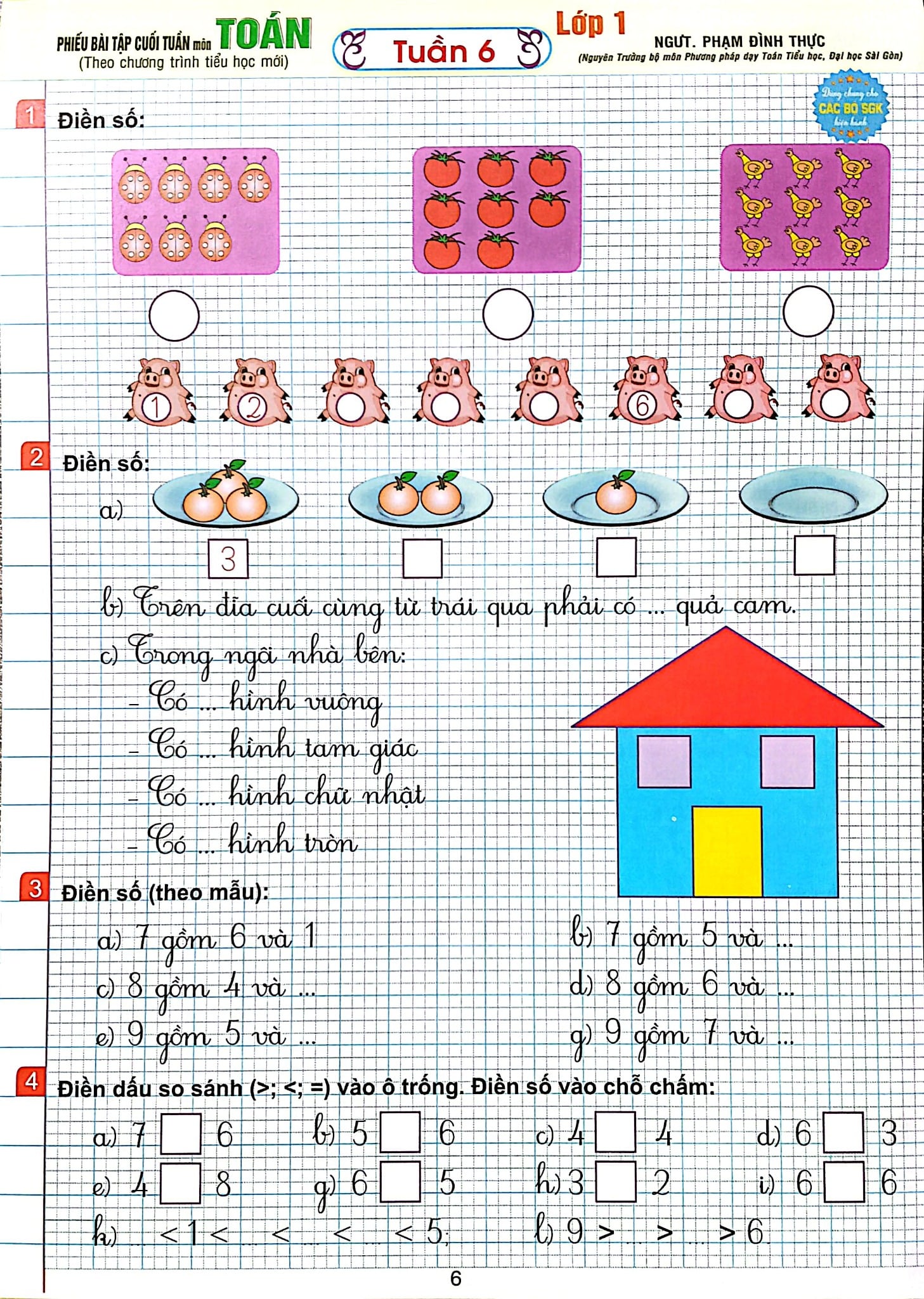 Phiếu Bài Tập Cuối Tuần Môn Toán Lớp 1 (Dùng Chung Cho Các Bộ Sgk Hiện Hành) - Phạm Đình Thực