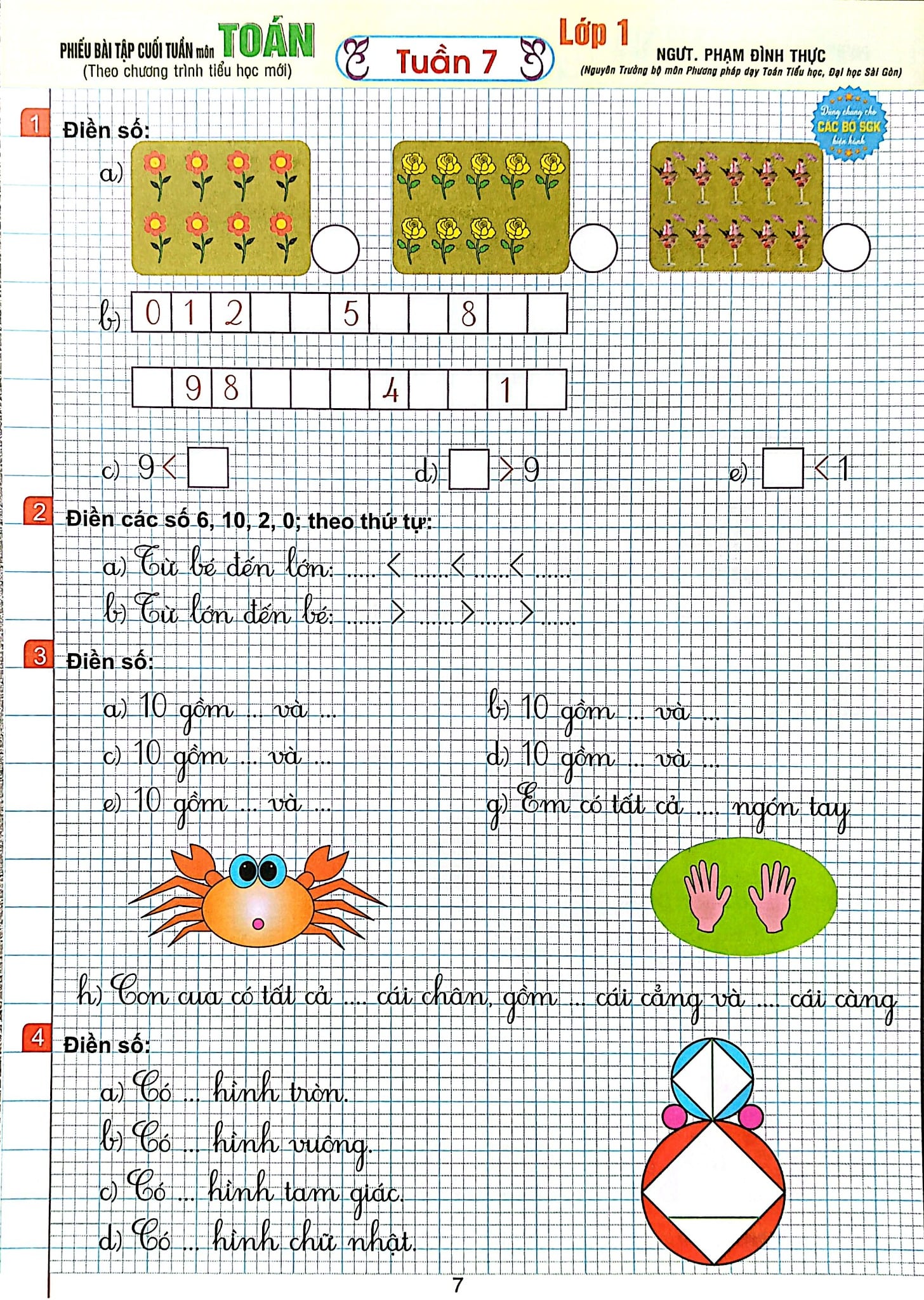 Phiếu Bài Tập Cuối Tuần Môn Toán Lớp 1 (Dùng Chung Cho Các Bộ Sgk Hiện Hành) - Phạm Đình Thực