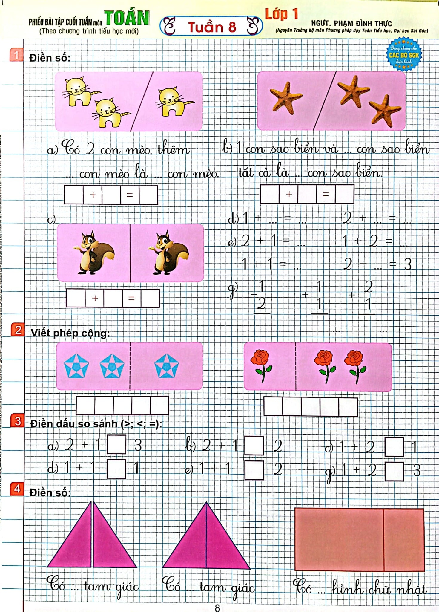 Phiếu Bài Tập Cuối Tuần Môn Toán Lớp 1 (Dùng Chung Cho Các Bộ Sgk Hiện Hành) - Phạm Đình Thực