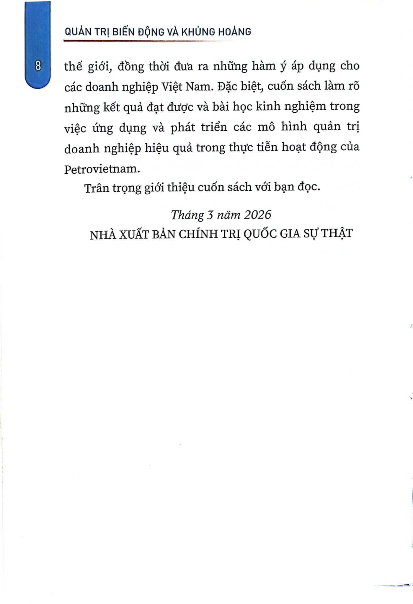 Quản Trị Biến Động Và Khủng Hoảng (Xuất Bản Lần Thứ Hai) (CTQG) - TS. Lê Mạnh Hùng (Chủ biên)