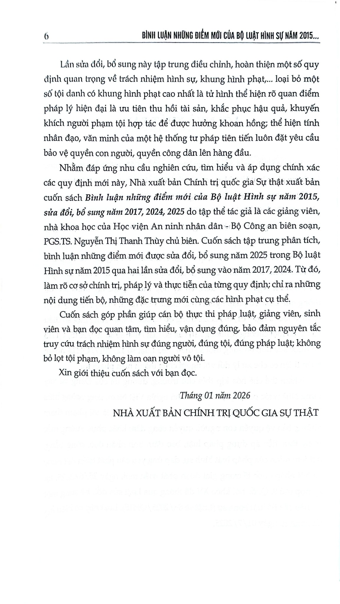 Bình Luận Những Điểm Mới Của Bộ Luật Hình Sự Năm 2015, Sửa Đổi, Bổ Sung Năm 2017, 2024, 2025 (CTQG) - PGS. TS. Nguyễn Thanh Thuỷ ( Chủ biên)