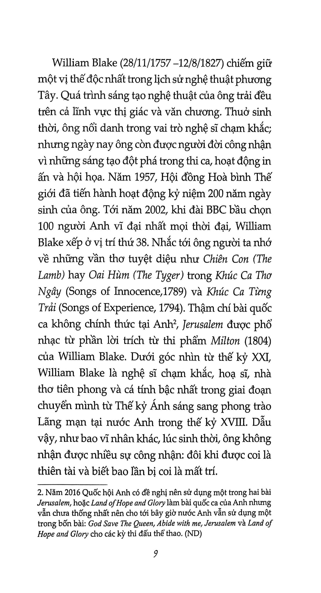 Khúc Ca Thơ Ngây Và Từng Trải – Tuyển Tập William Blake  - William Blake