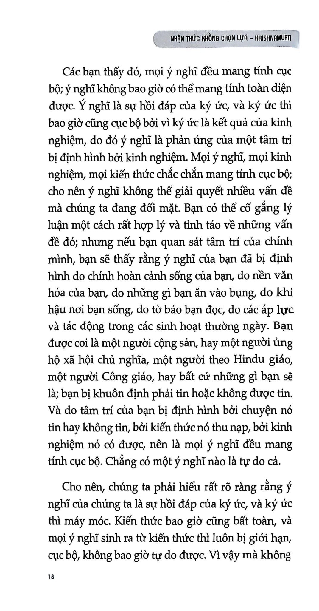 Nhận Thức Không Chọn Lựa - J. Krishnamurti