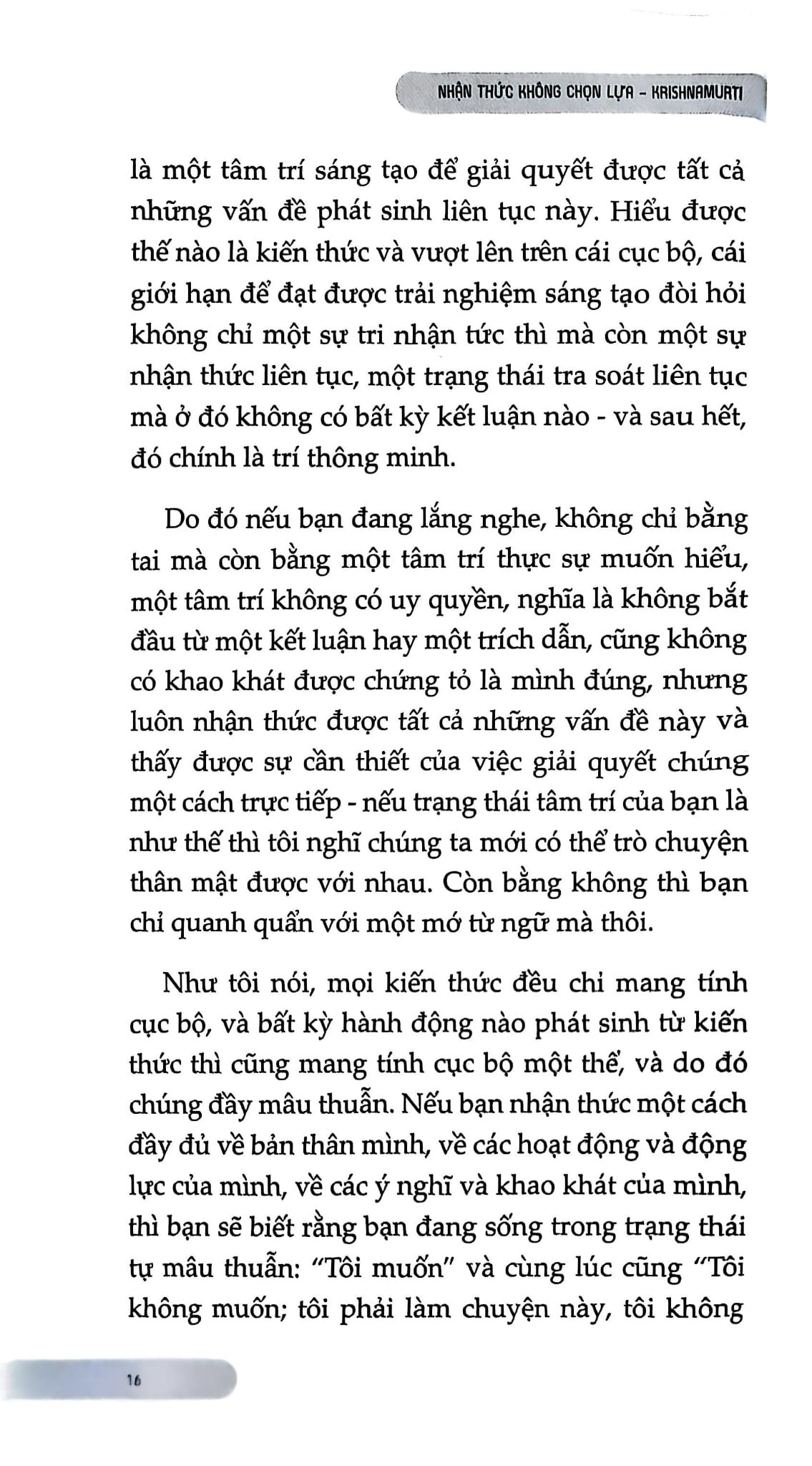 Nhận Thức Không Chọn Lựa - J. Krishnamurti