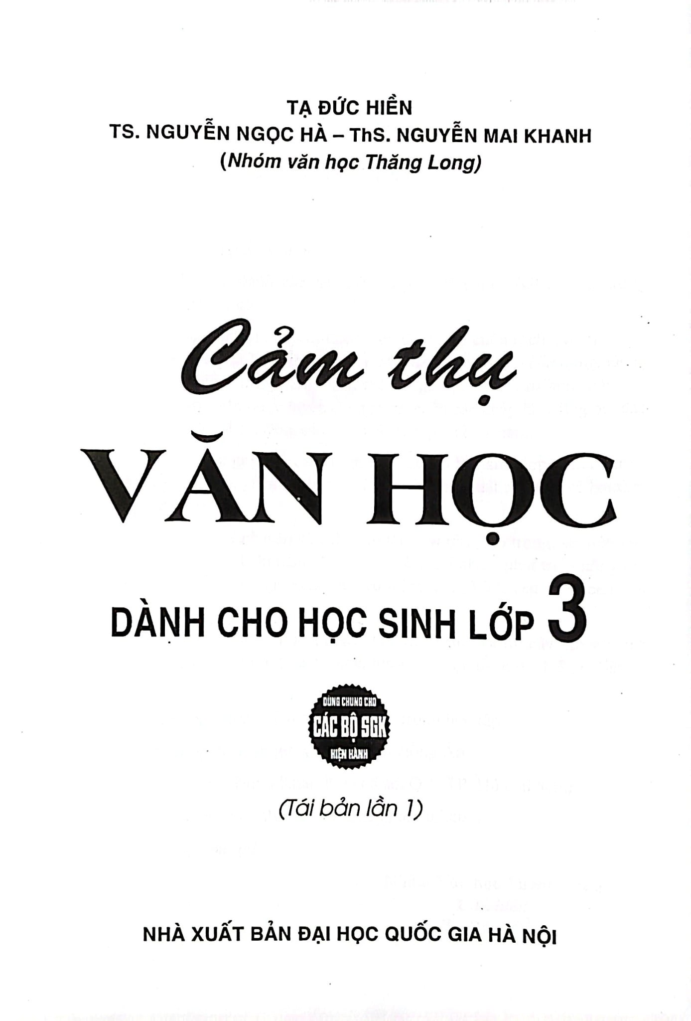 Cảm Thụ Văn Học Lớp 3 (Dùng Chung Cho Các Bộ Sgk Hiện Hành) - Tạ Đức Hiền
