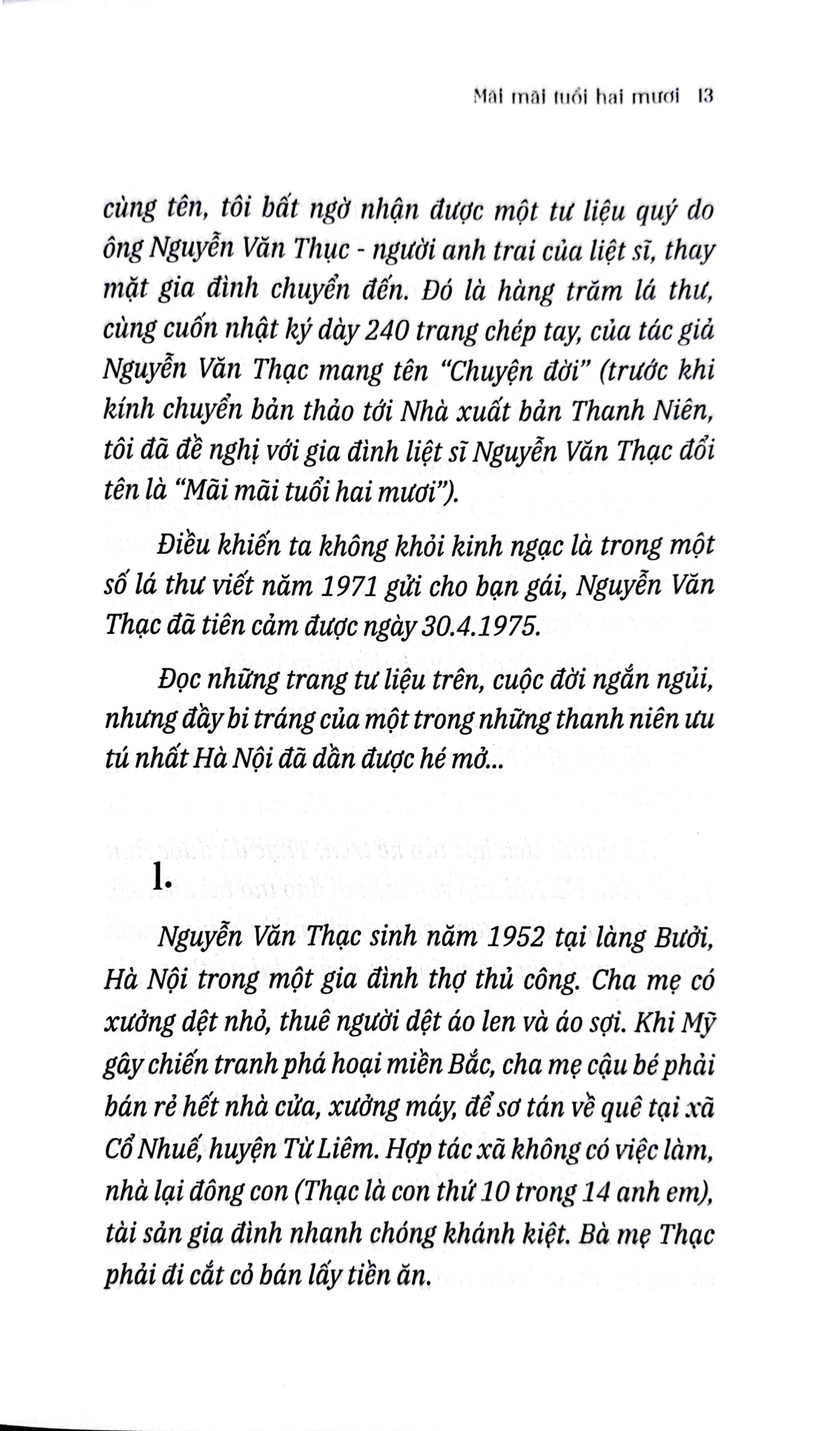 Tủ Sách Thanh Niên - Mãi Mãi Tuổi Hai Mươi - Nhật Ký Thời Chiến Việt Na - 
Nguyễn Văn Thạc