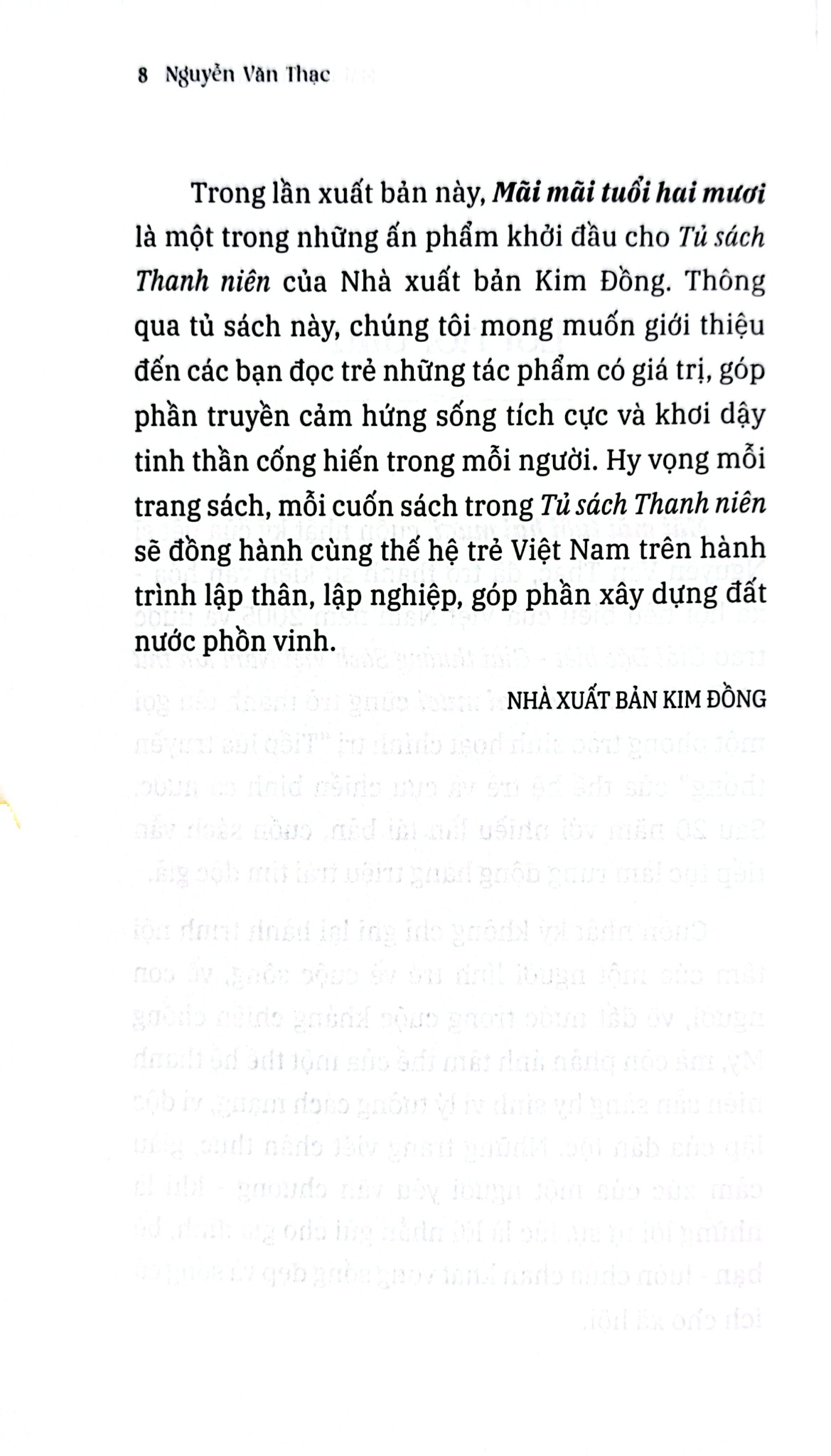 Tủ Sách Thanh Niên - Mãi Mãi Tuổi Hai Mươi - Nhật Ký Thời Chiến Việt Na - 
Nguyễn Văn Thạc