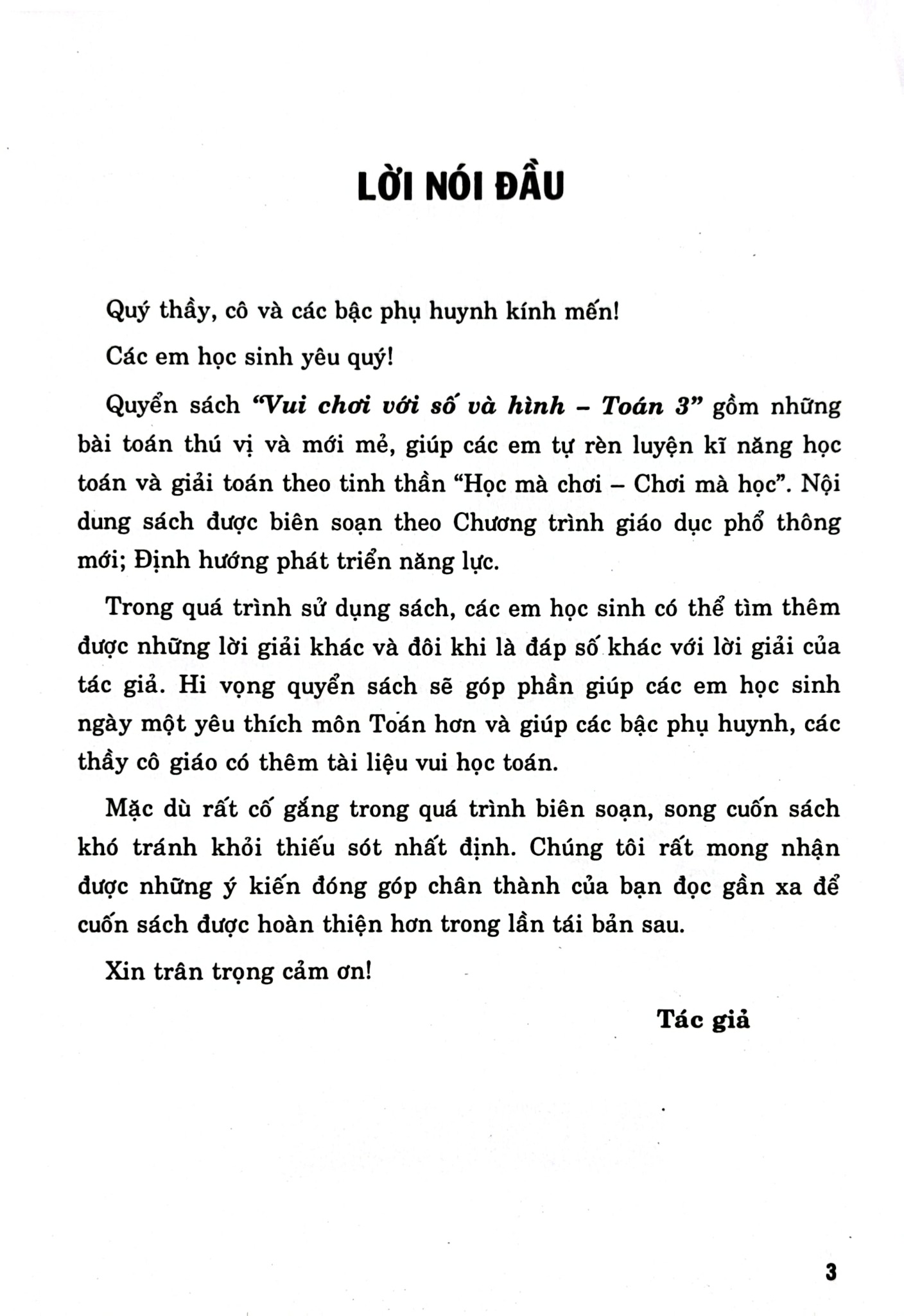 Vui Chơi Với Số Và Hình Toán 3 (Theo Chương Trình Giáo Dục Phổ Thông Mới - Định Hướng Phát Triển Năng Lực) - Nguyễn Đức Tấn