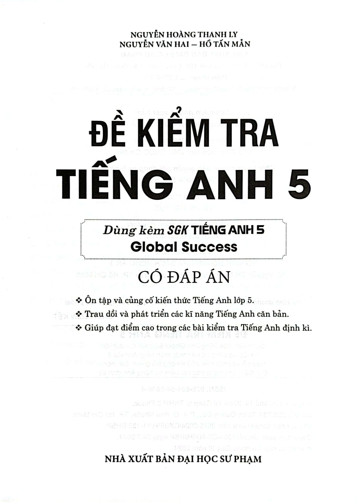 Đề Kiểm Tra Tiếng Anh 5 - Có Đáp Án (Dùng Kèm Sgk Tiếng Anh 5 Global Success) - Nguyễn Hoàng Thanh Ly