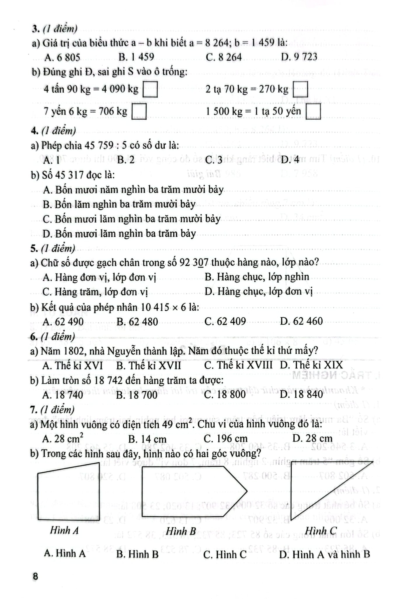 Bộ Đề Kiểm Tra Môn Toán Lớp 4 - Tập 1 (Dùng Kèm Sgk Kết Nối Tri Thức Với Cuộc Sống) - Lê Thị Nương