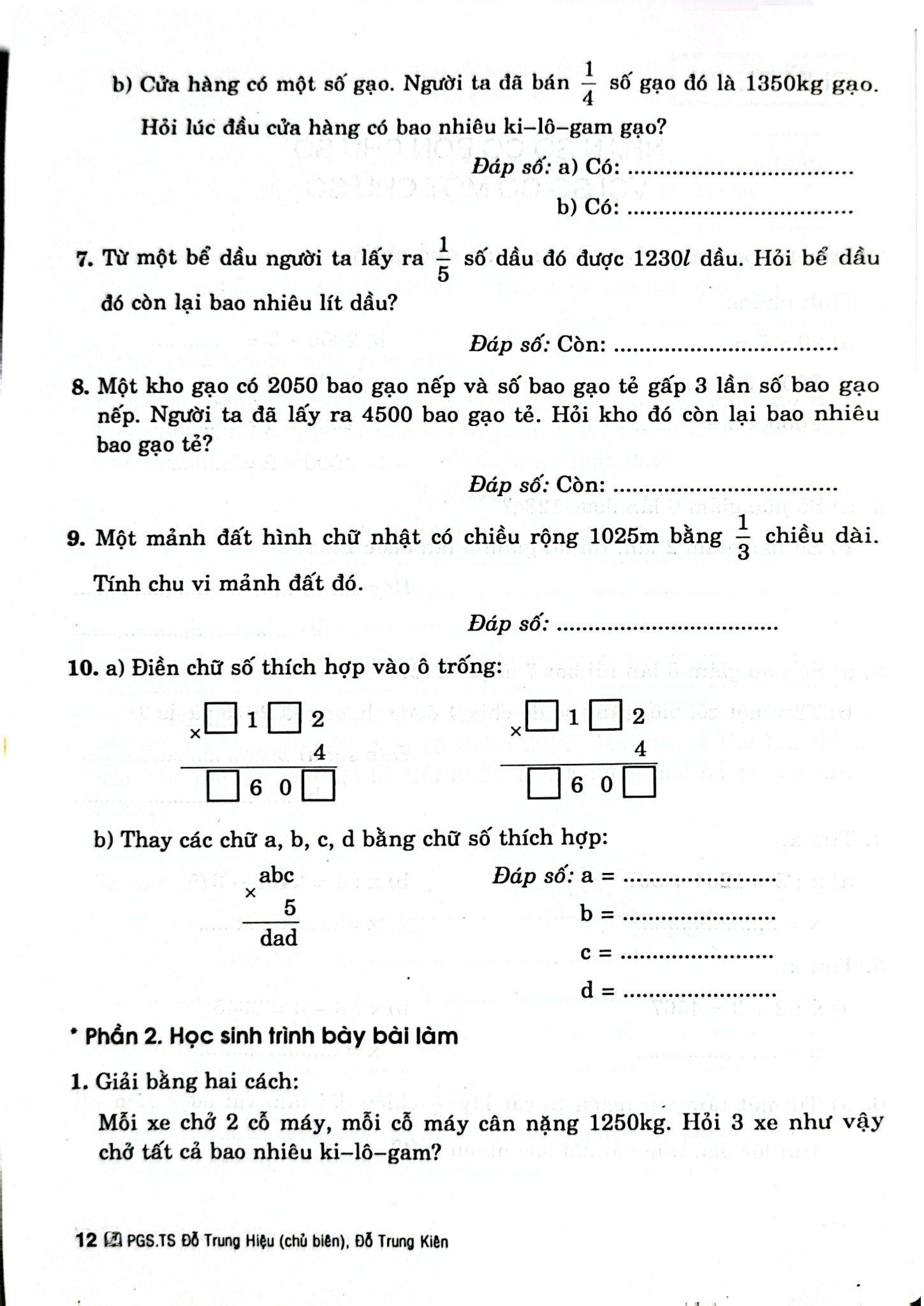 Thử Sức Trạng Nguyên Nhỏ Tuổi Môn Toán Lớp 3 - Tập 2 (Dùng Chung Cho Các Sgk Mới Hiện Hành) - Đỗ Trung Hiệu