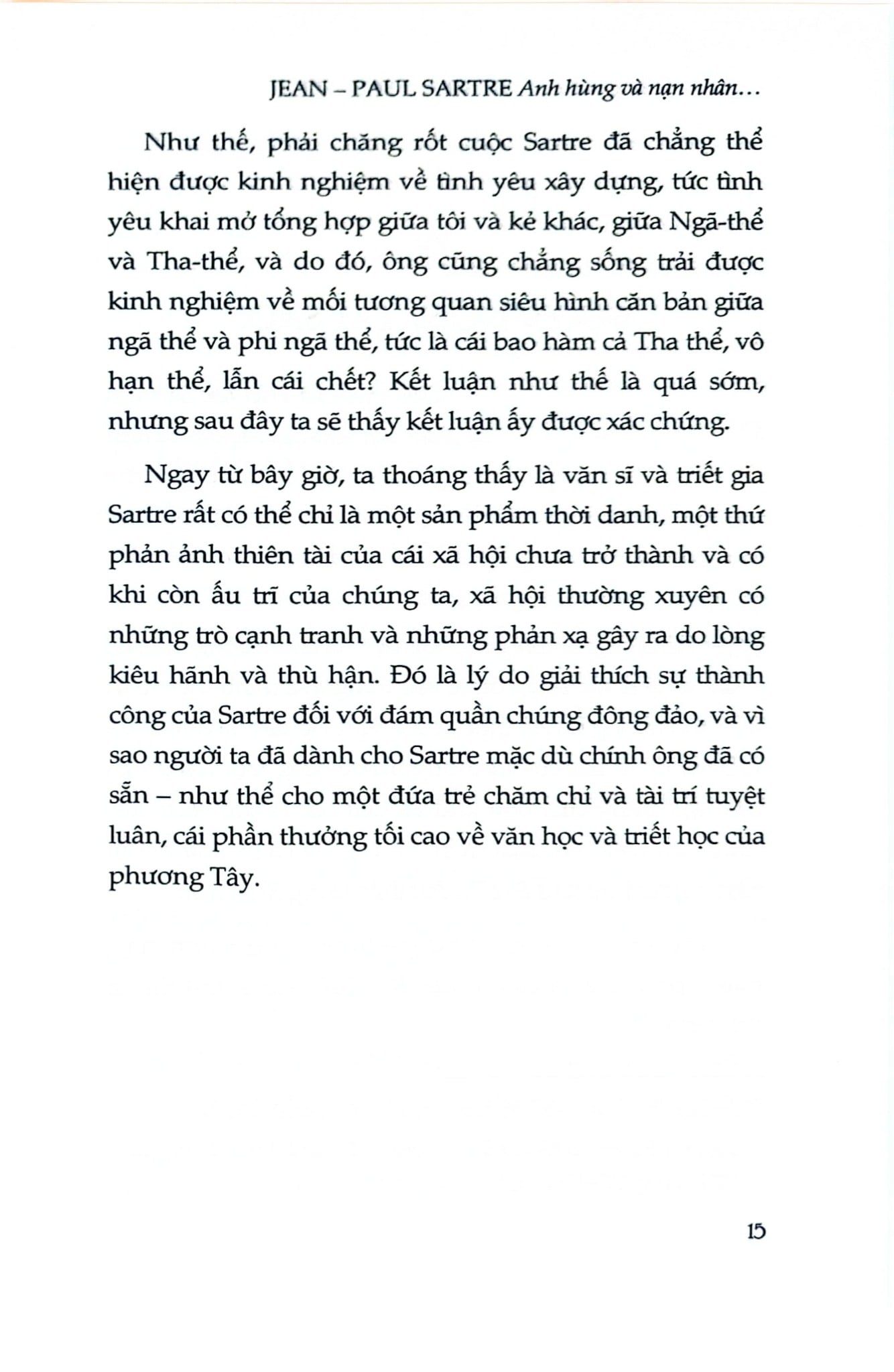 Jean-Paul Sartre - Anh Hùng Và Nạn Nhân Của Ý Thức Khốn Khổ - André Niel