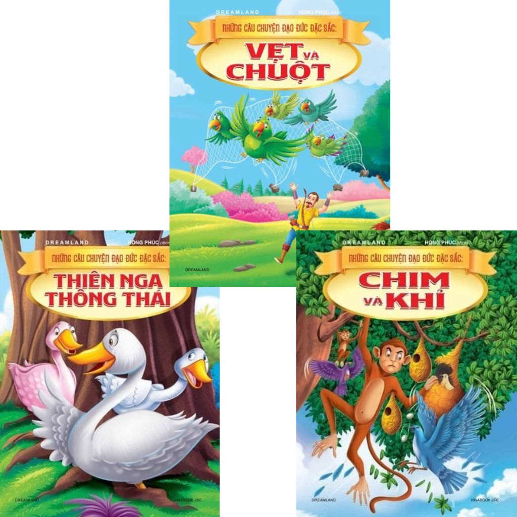 Combo 3 Cuốn Những Câu Chuyện Đạo Đức Đặc Sắc ( Vẹt Và Chuột + Thiên Nga Thông Thái + Chim Và Khỉ )