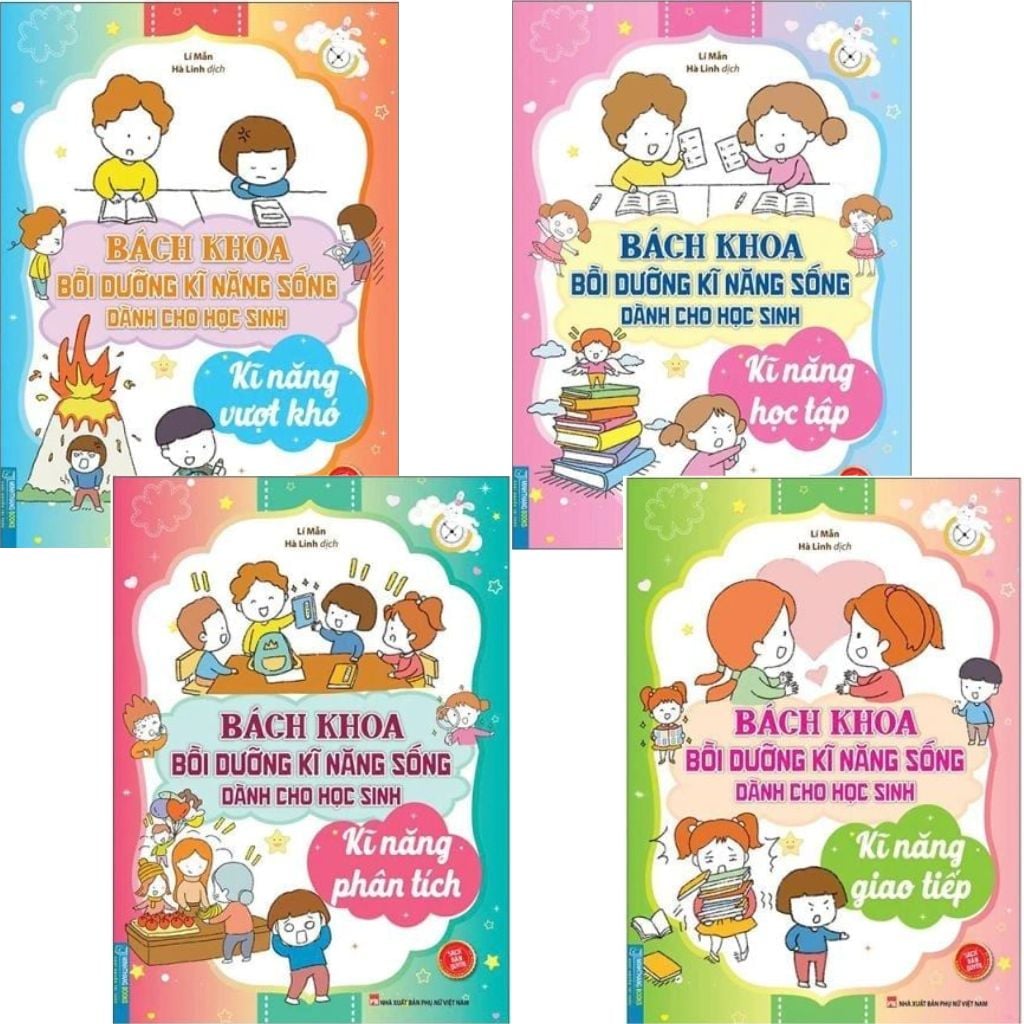 Combo 4 Cuốn Bách Khoa Bồi Dưỡng Kĩ Năng Sống Dành Cho Học Sinh ( Vượt Khó + Phân Tích + Học Tập + Giao Tiếp )