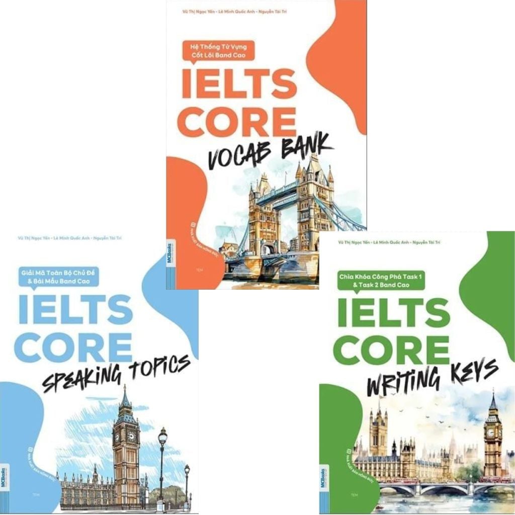 Combo 3 Cuốn Ielts Core ( Vocab Bank + Speaking Topics + Writing Keys )