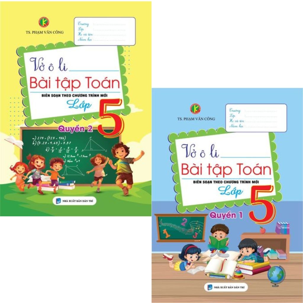 Combo 2 Cuốn Vở Ô Li Bài Tập Toán Lớp 5 ( Quyển 1 + 2 ) (Biên Soạn Theo Chương Trình Mới)