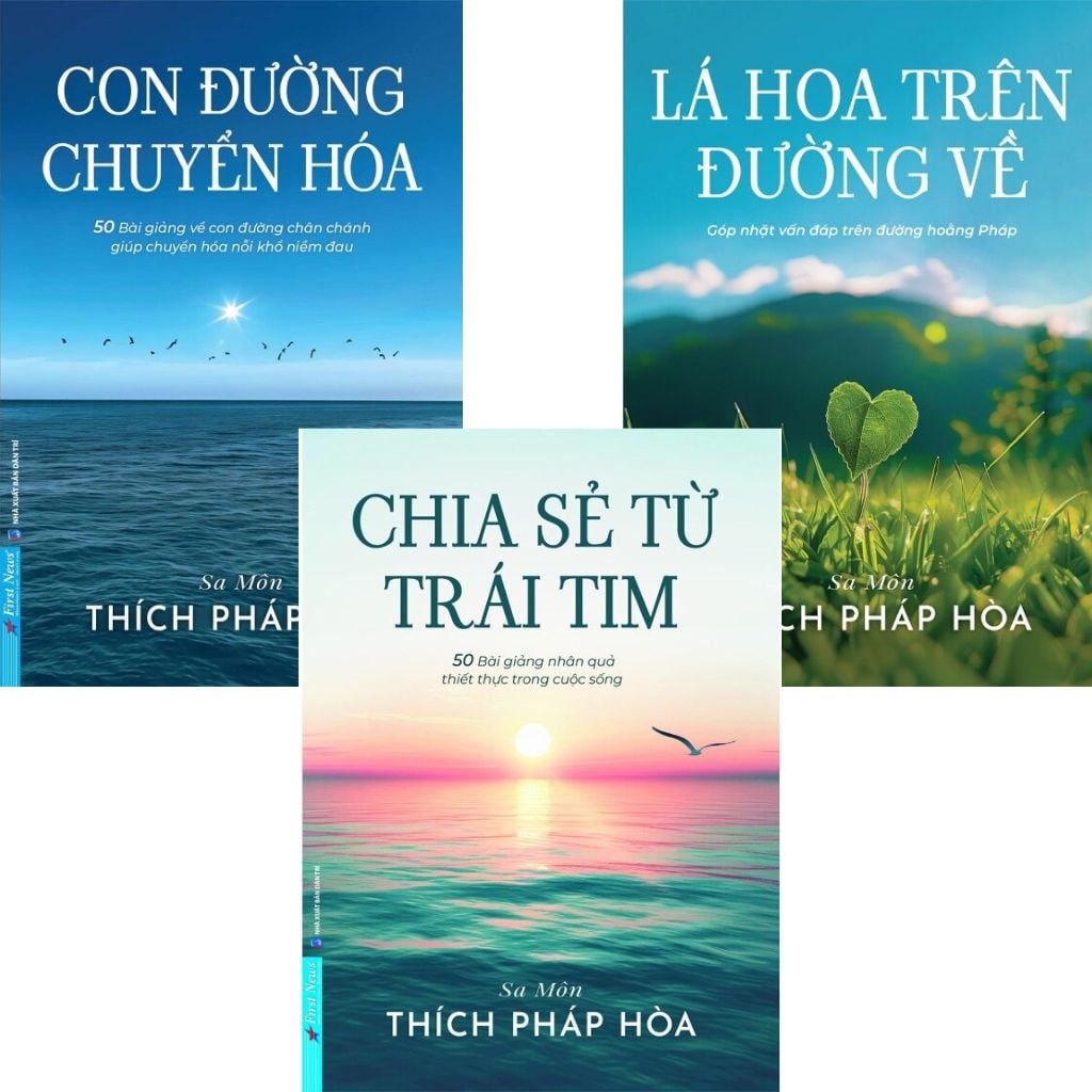 Bộ 3 Cuốn Sách Sa Môn Thích Pháp Hòa ( Chia Sẻ Từ Trái Tim + Con Đường Chuyển Hoá + Lá Hoa Trên Đường Về ) ( Tặng kèm Túi Vải )